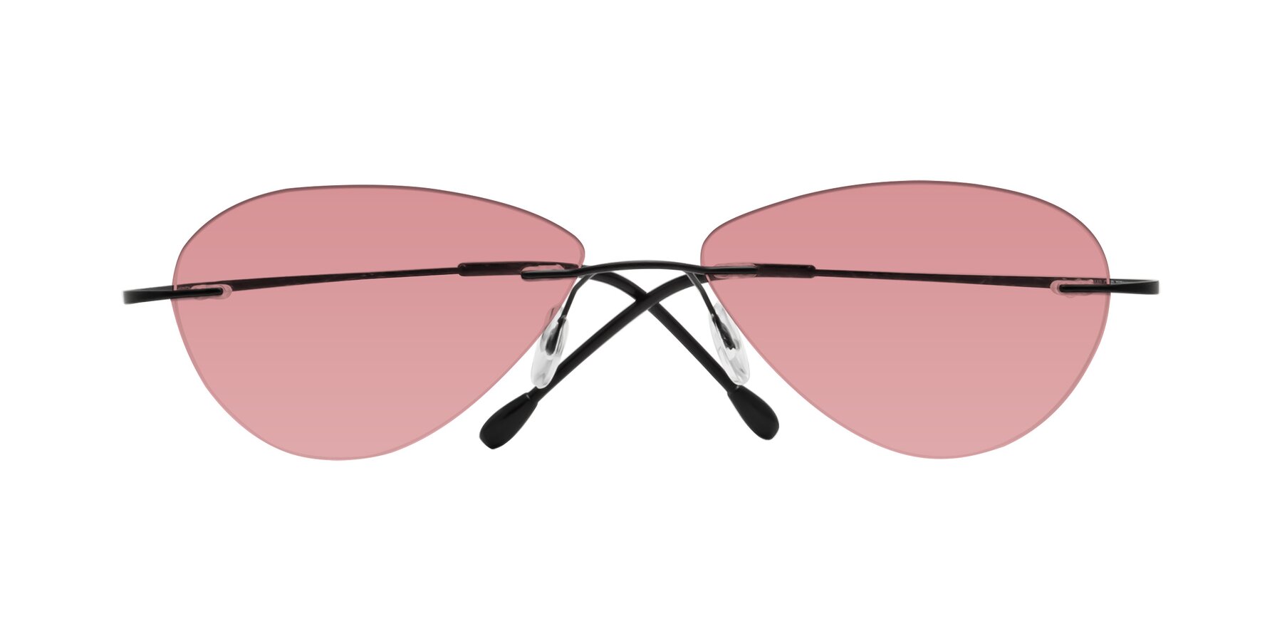 Folded Front of Thea in Black with Medium Garnet Tinted Lenses