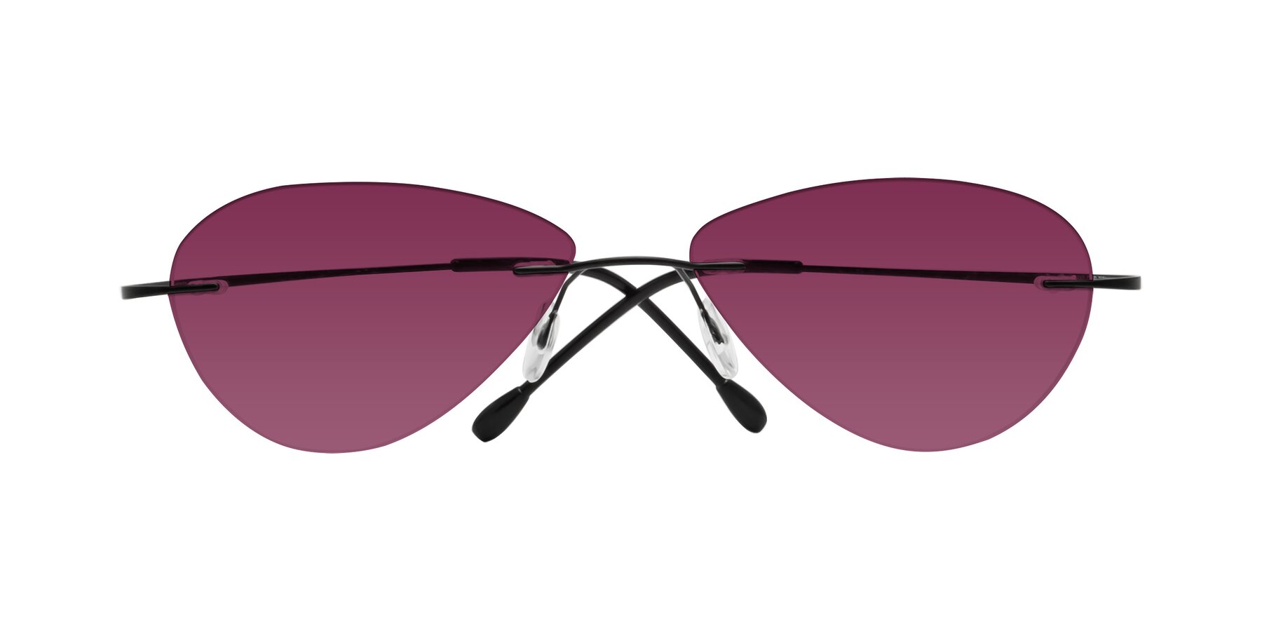 Folded Front of Thea in Black with Wine Tinted Lenses