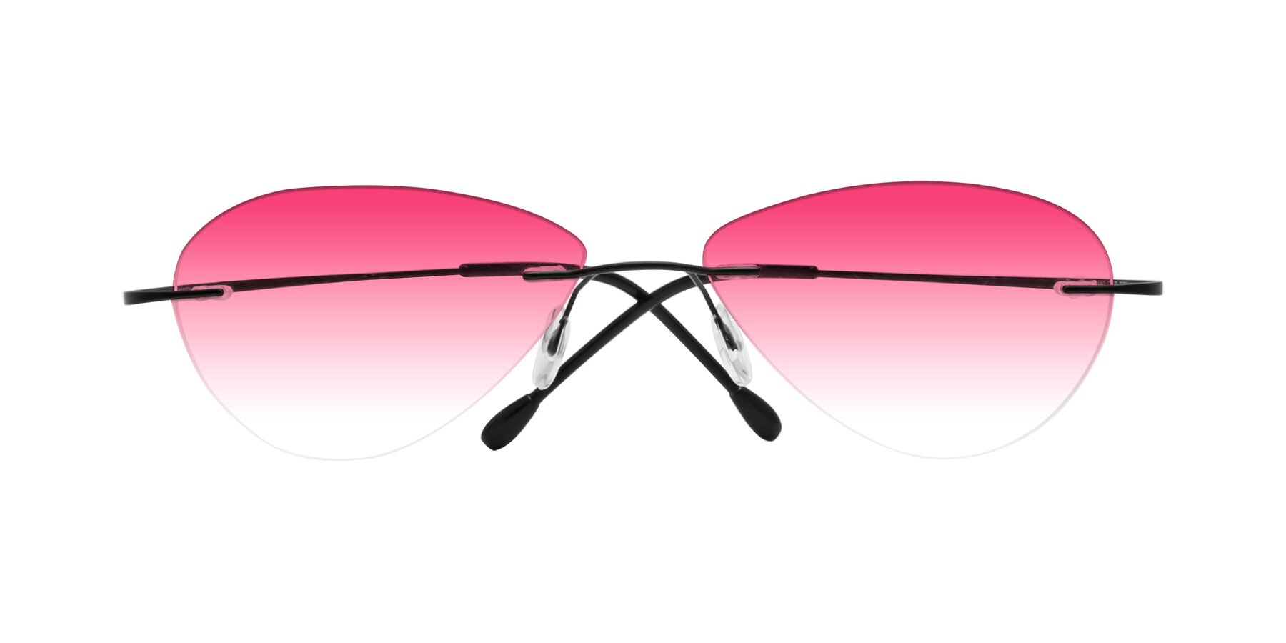 Folded Front of Thea in Black with Pink Gradient Lenses