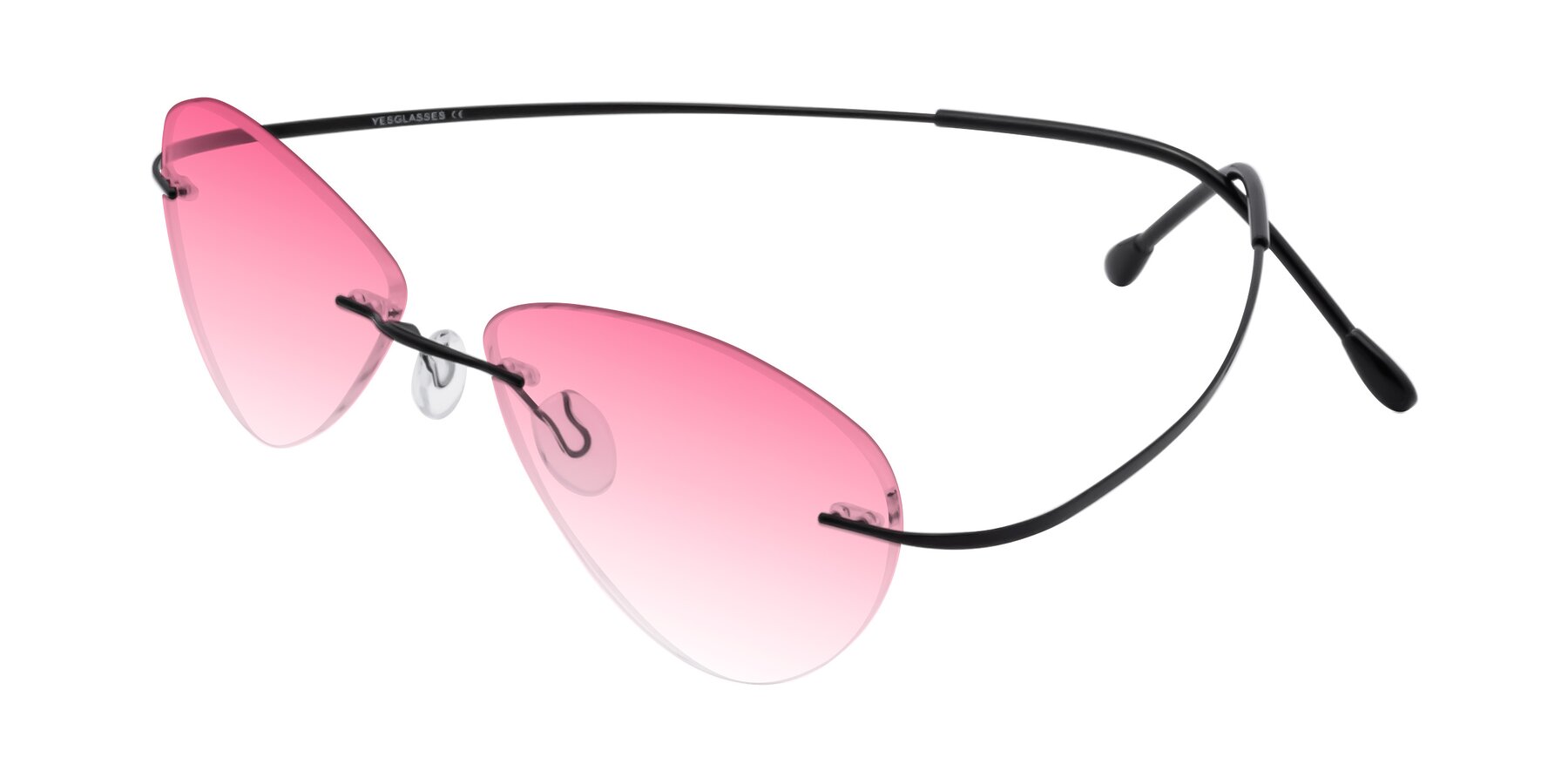 Angle of Thea in Black with Pink Gradient Lenses