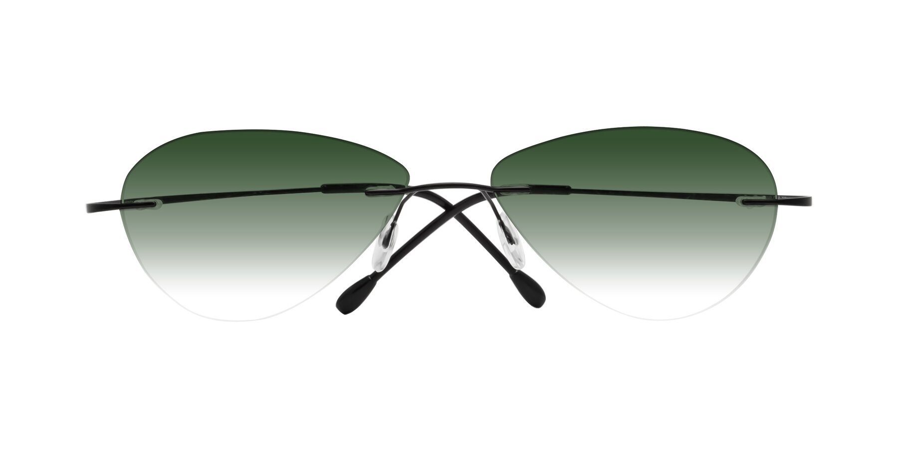 Folded Front of Thea in Black with Green Gradient Lenses