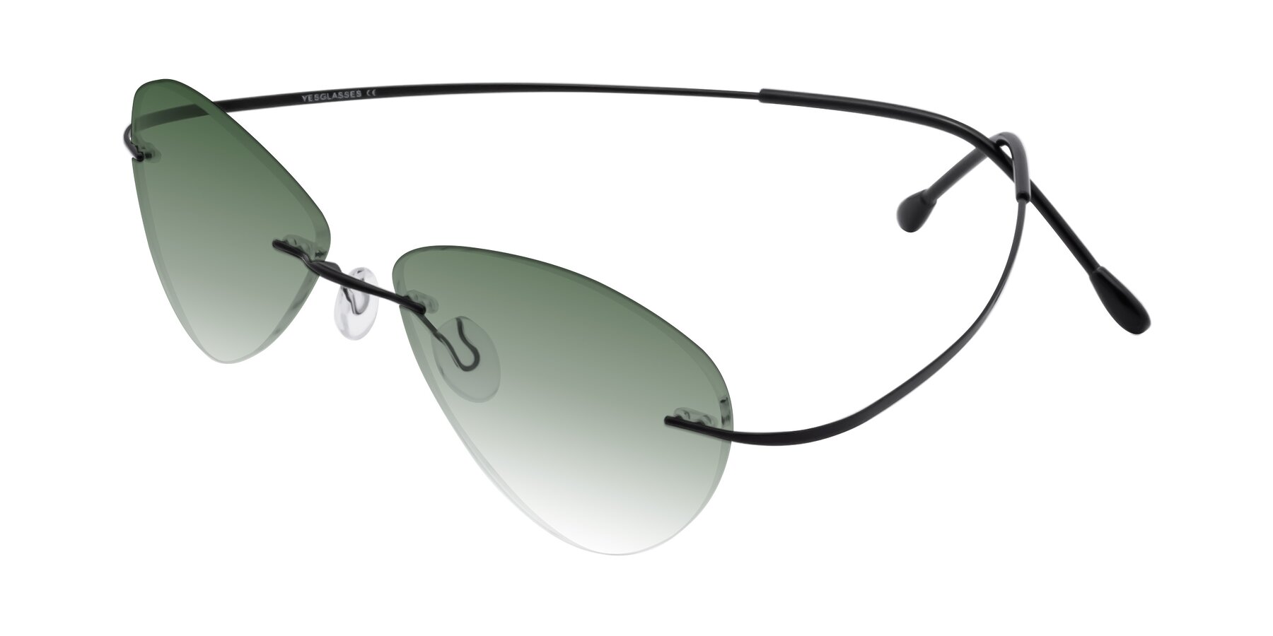 Angle of Thea in Black with Green Gradient Lenses