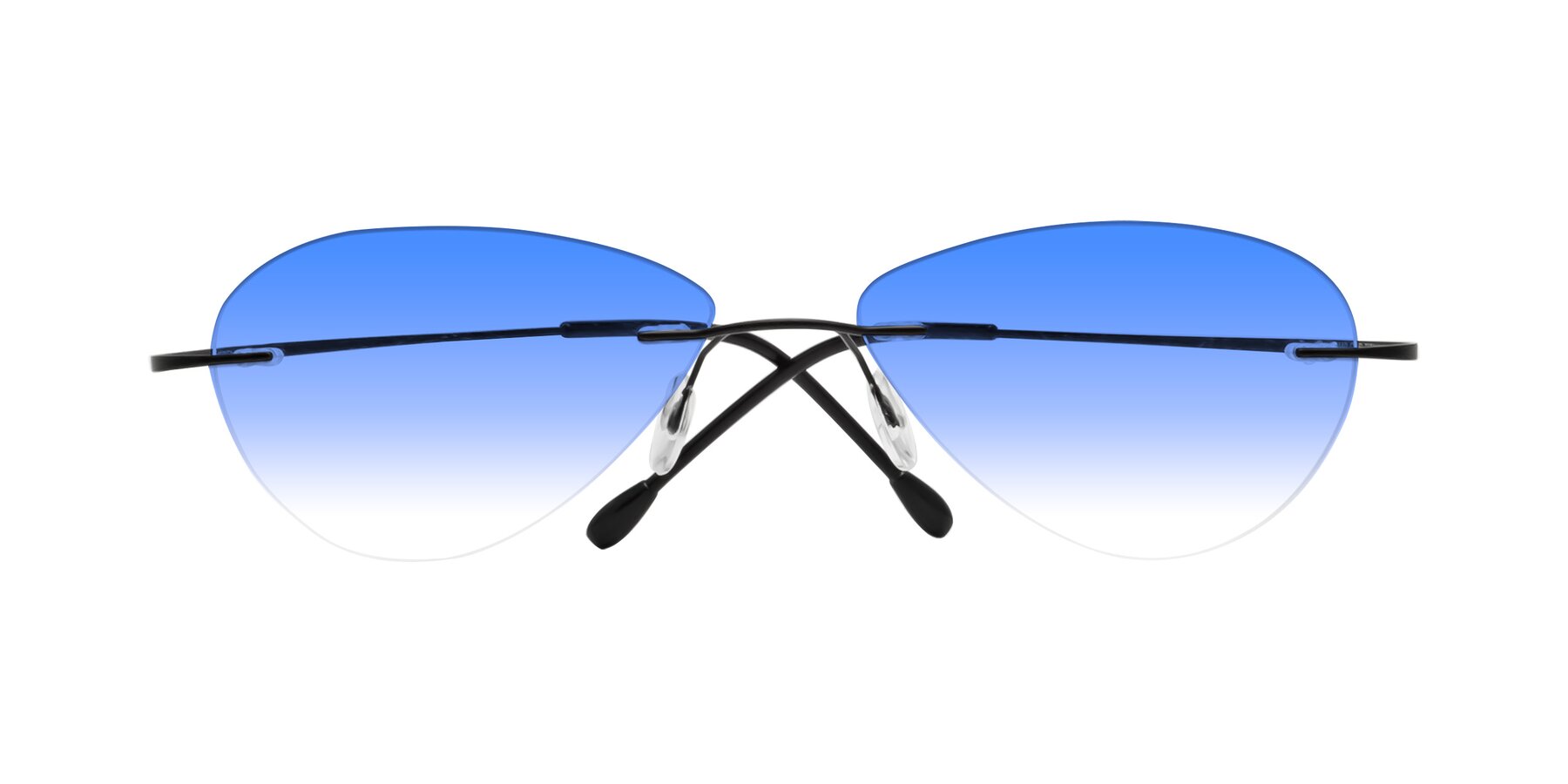 Folded Front of Thea in Black with Blue Gradient Lenses
