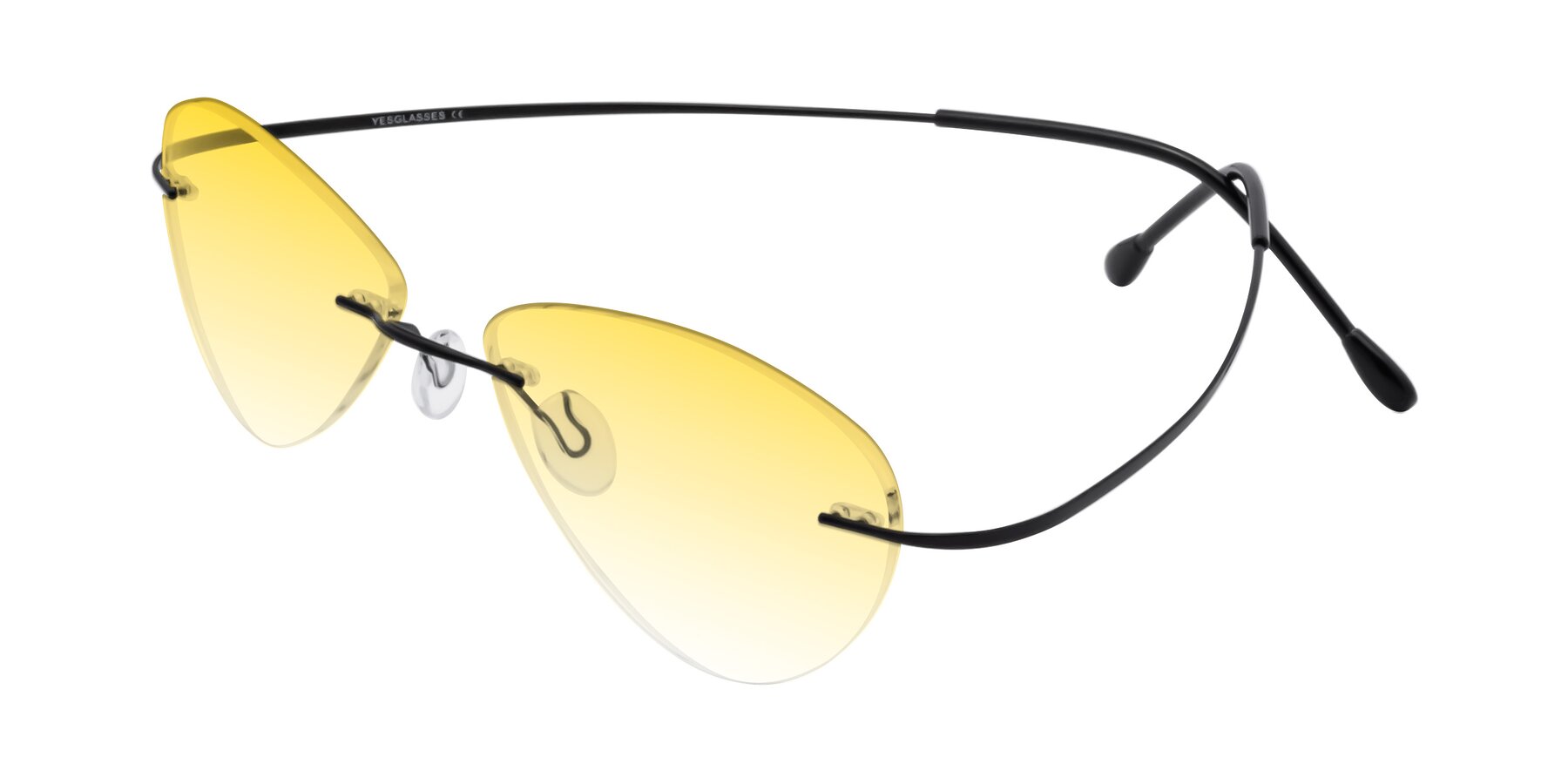 Angle of Thea in Black with Yellow Gradient Lenses