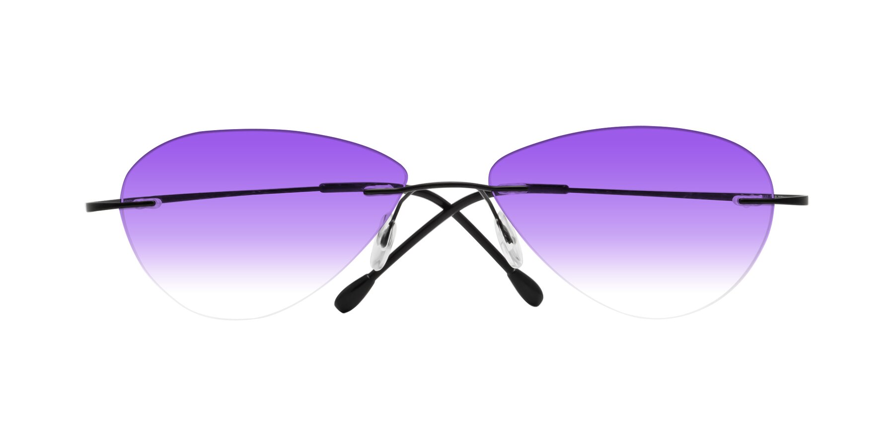 Folded Front of Thea in Black with Purple Gradient Lenses