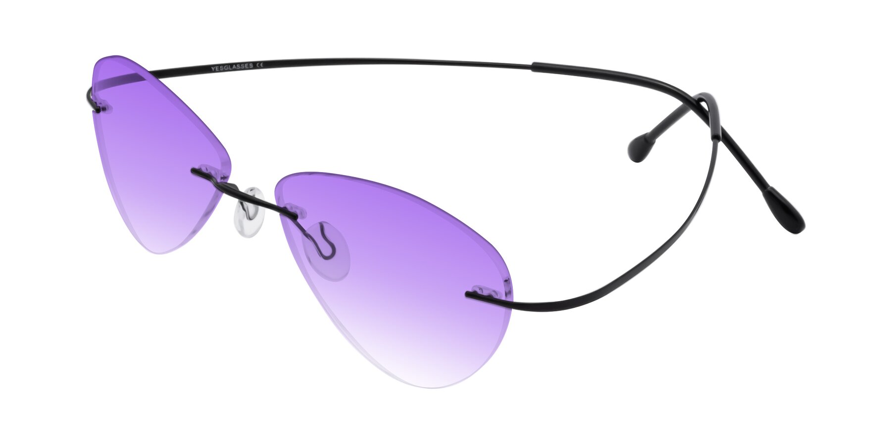 Angle of Thea in Black with Purple Gradient Lenses
