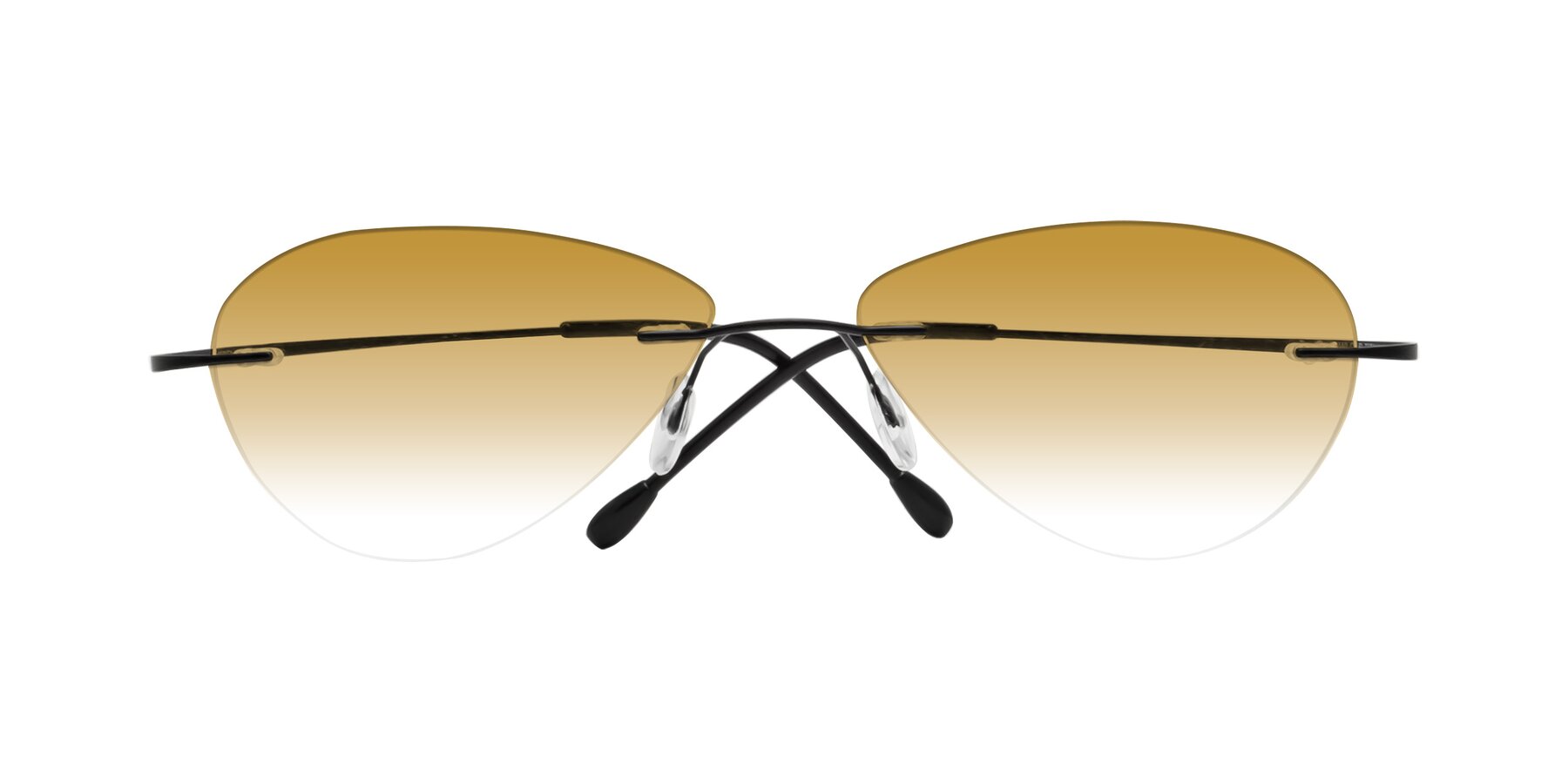 Folded Front of Thea in Black with Champagne Gradient Lenses