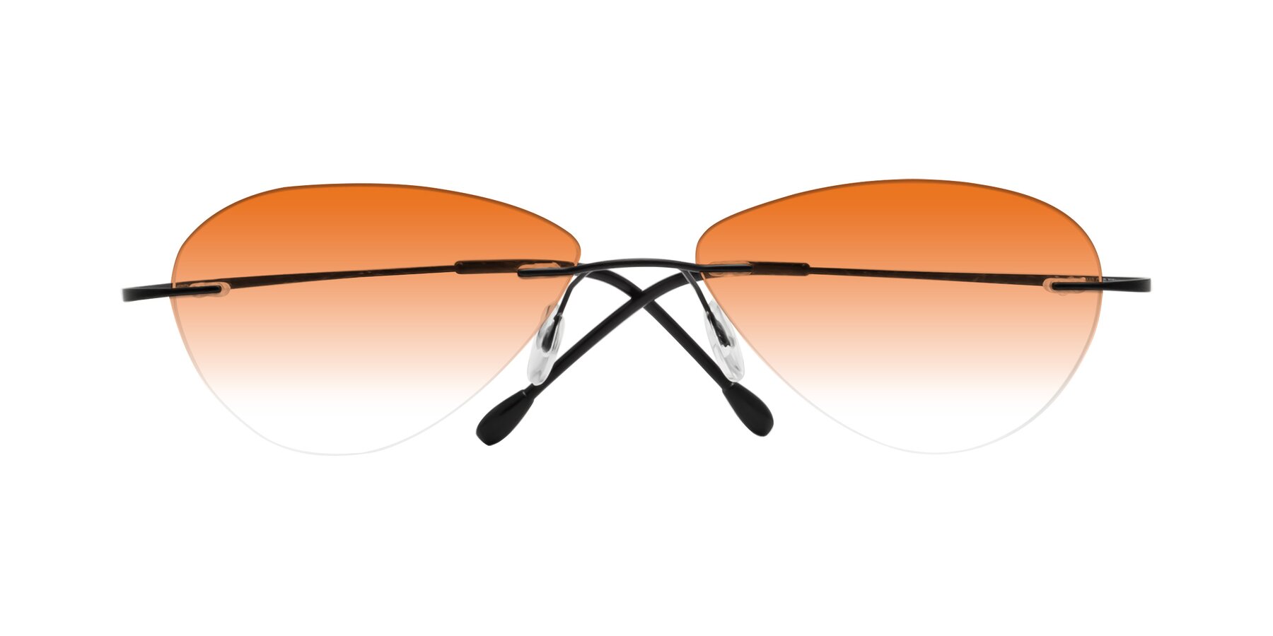 Folded Front of Thea in Black with Orange Gradient Lenses