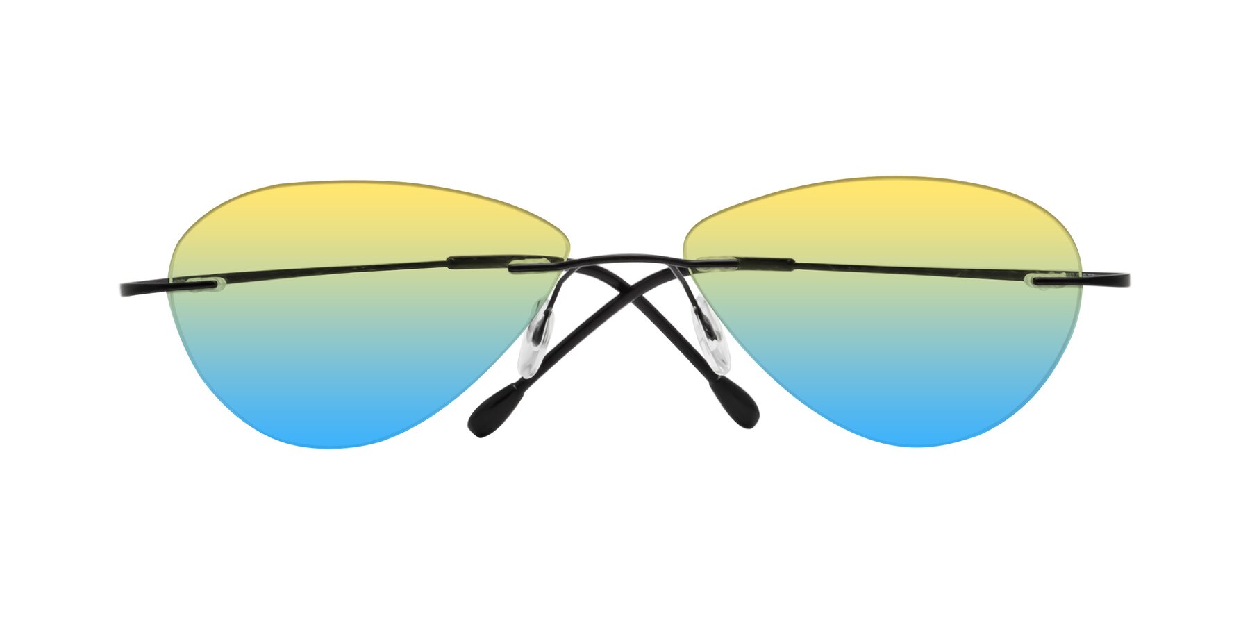 Folded Front of Thea in Black with Yellow / Blue Gradient Lenses