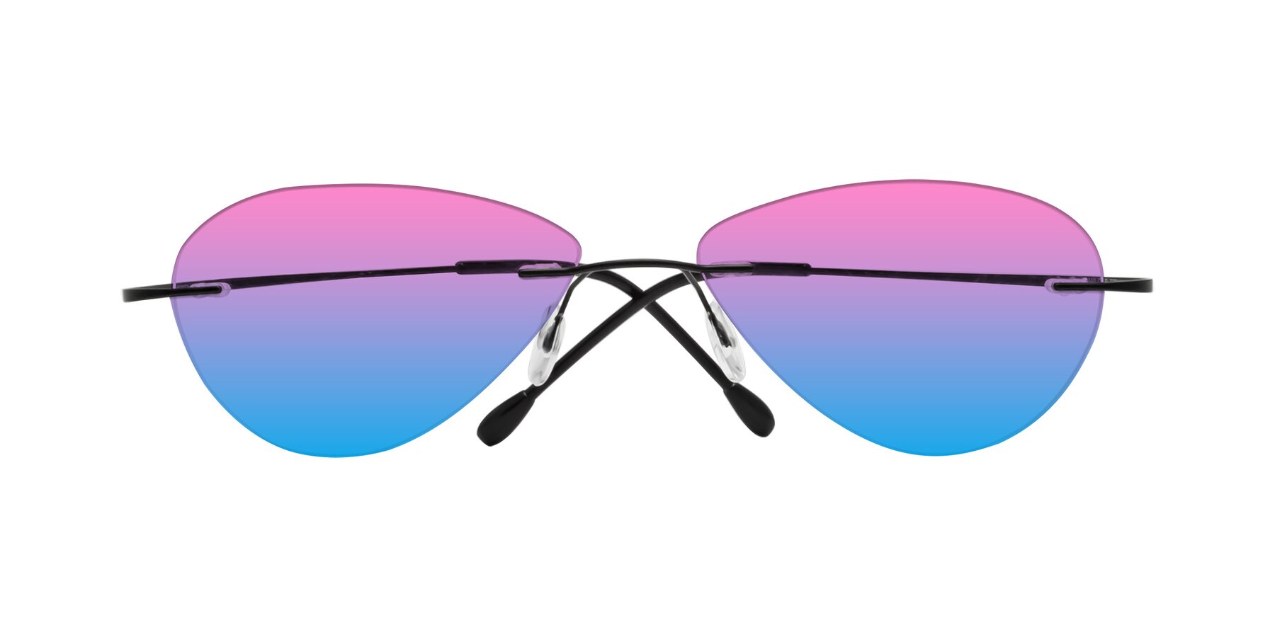 Folded Front of Thea in Black with Pink / Blue Gradient Lenses