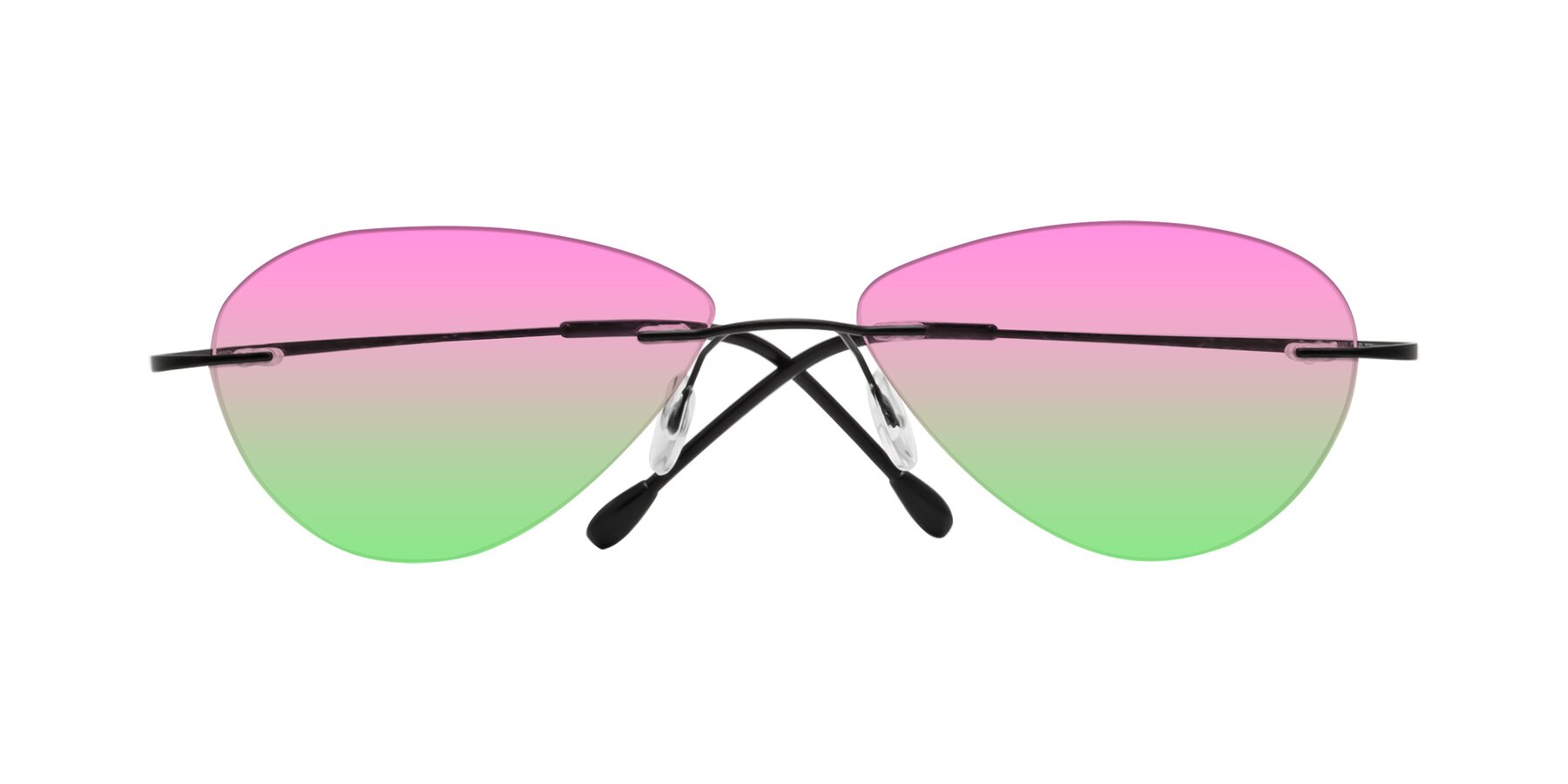 Folded Front of Thea in Black with Pink / Green Gradient Lenses