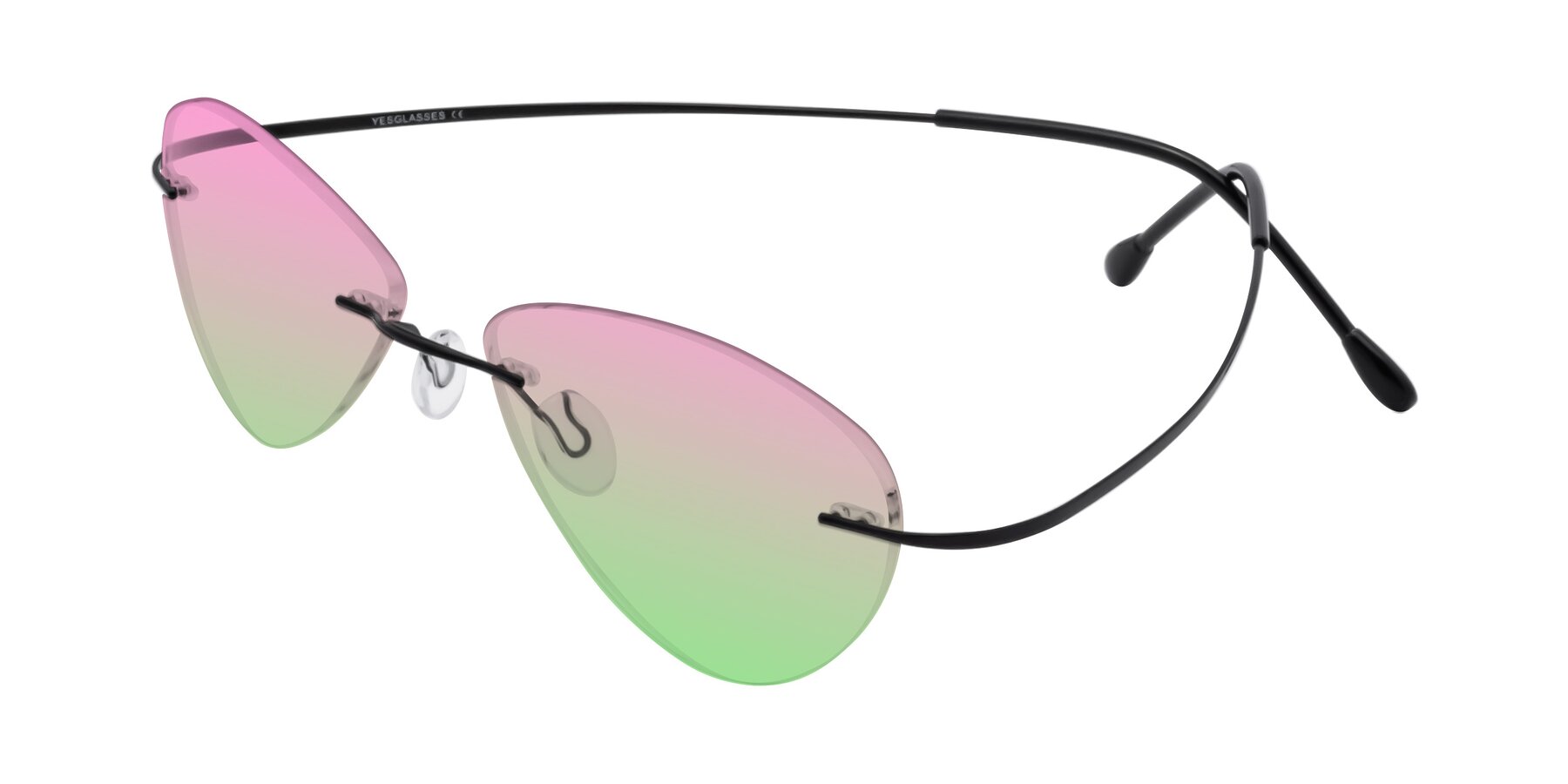 Angle of Thea in Black with Pink / Green Gradient Lenses