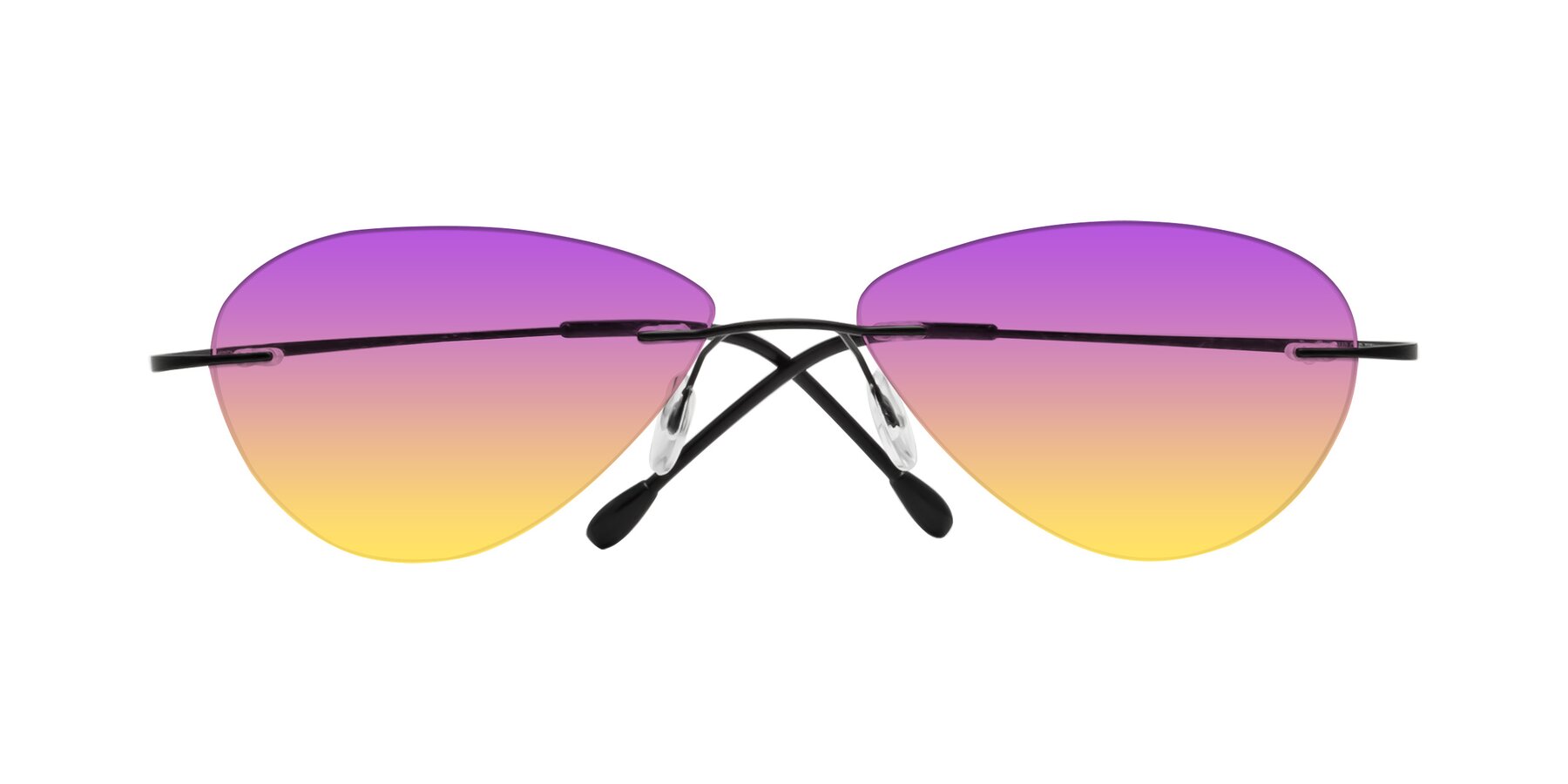 Folded Front of Thea in Black with Purple / Yellow Gradient Lenses
