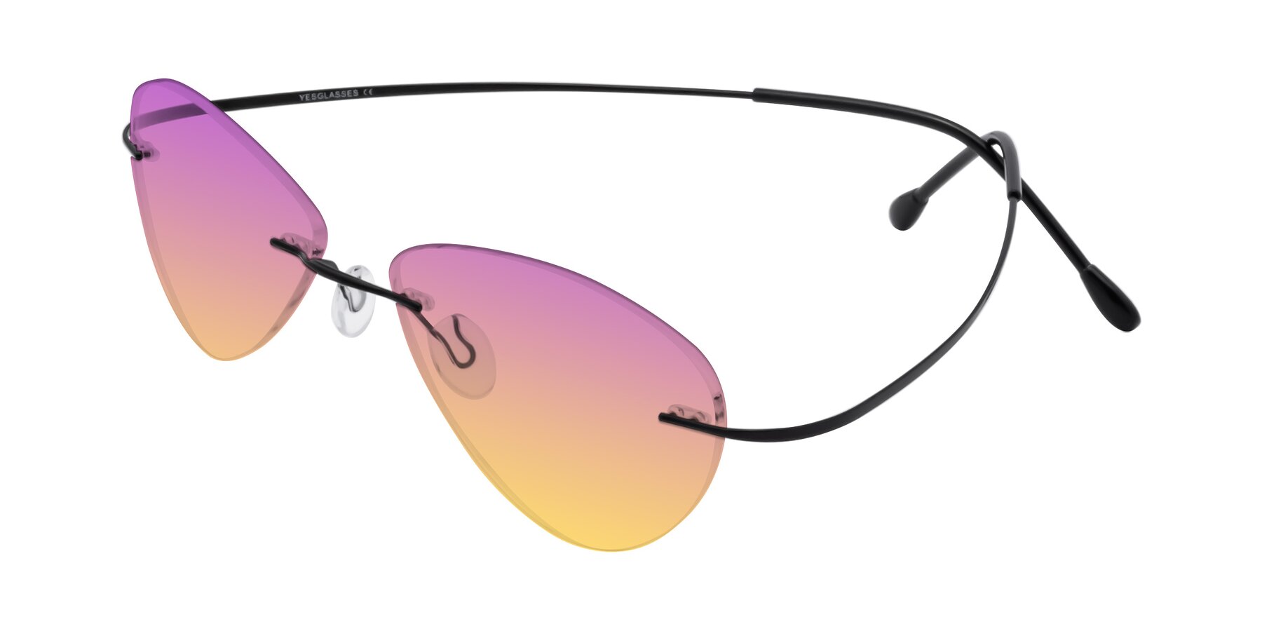 Angle of Thea in Black with Purple / Yellow Gradient Lenses
