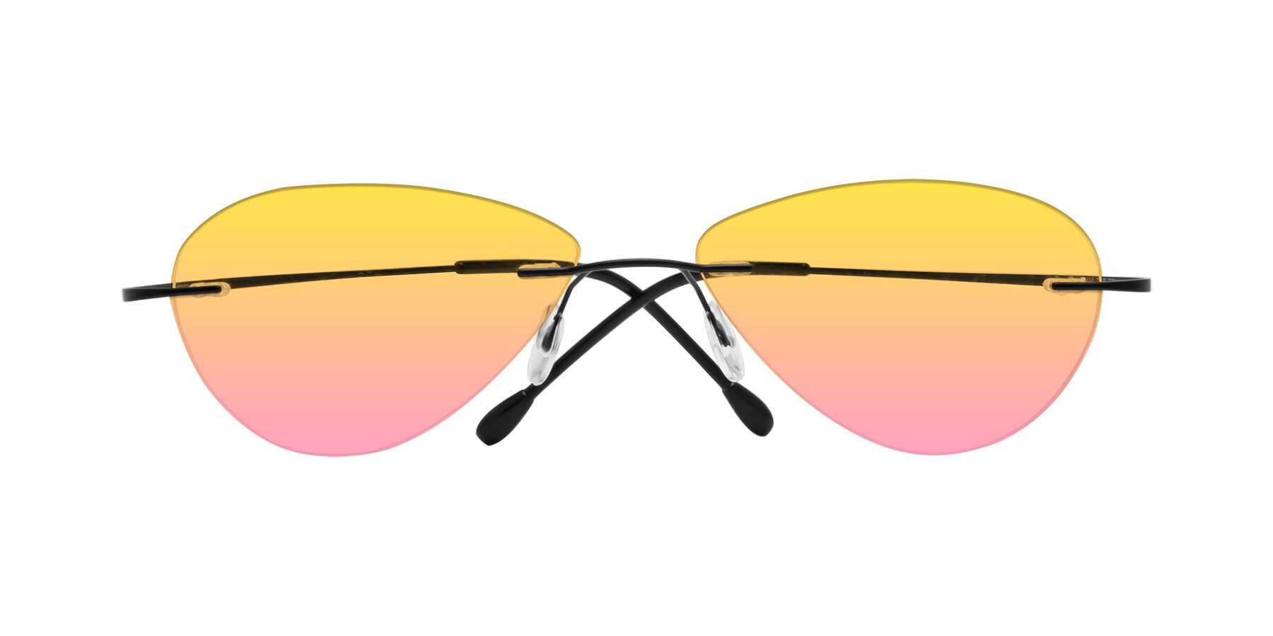 Folded Front of Thea in Black with Yellow / Pink Gradient Lenses