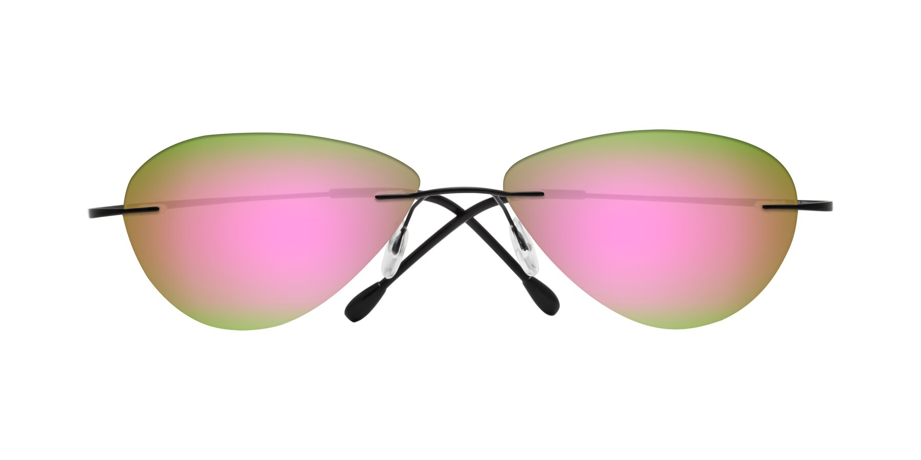 Folded Front of Thea in Black with Pink Mirrored Lenses