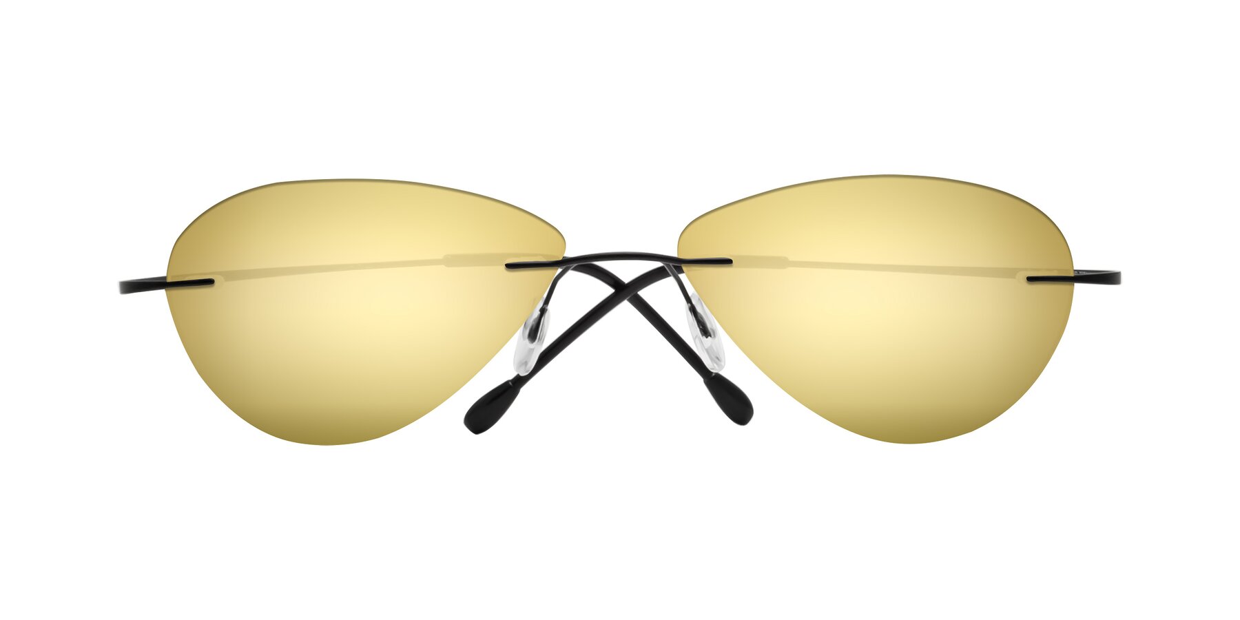 Folded Front of Thea in Black with Gold Mirrored Lenses