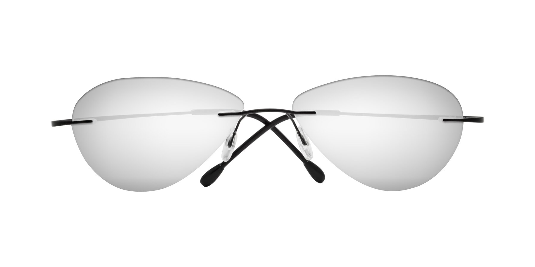 Folded Front of Thea in Black with Silver Mirrored Lenses