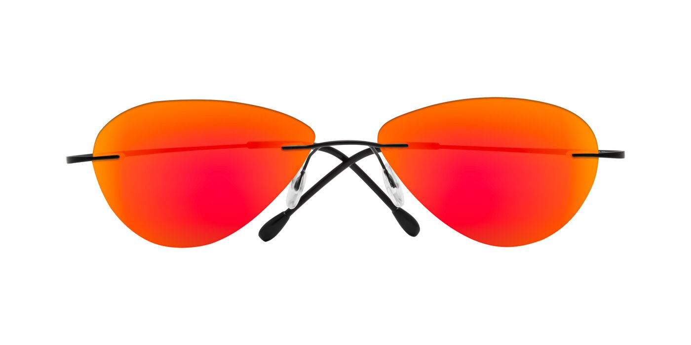 Thea - Black Flash Mirrored Sunglasses