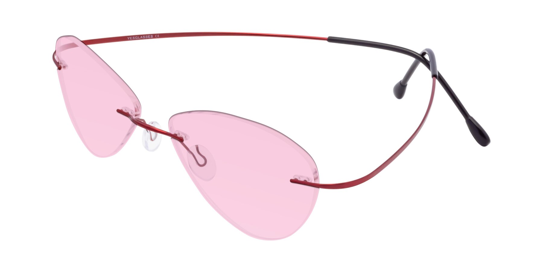 Angle of Thea in Wine with Light Pink Tinted Lenses