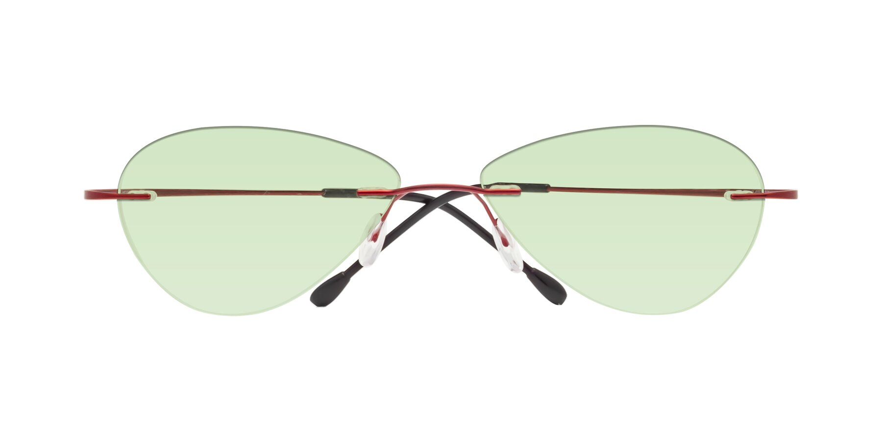 Folded Front of Thea in Wine with Light Green Tinted Lenses