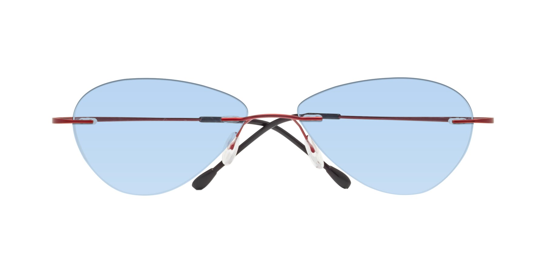 Folded Front of Thea in Wine with Light Blue Tinted Lenses