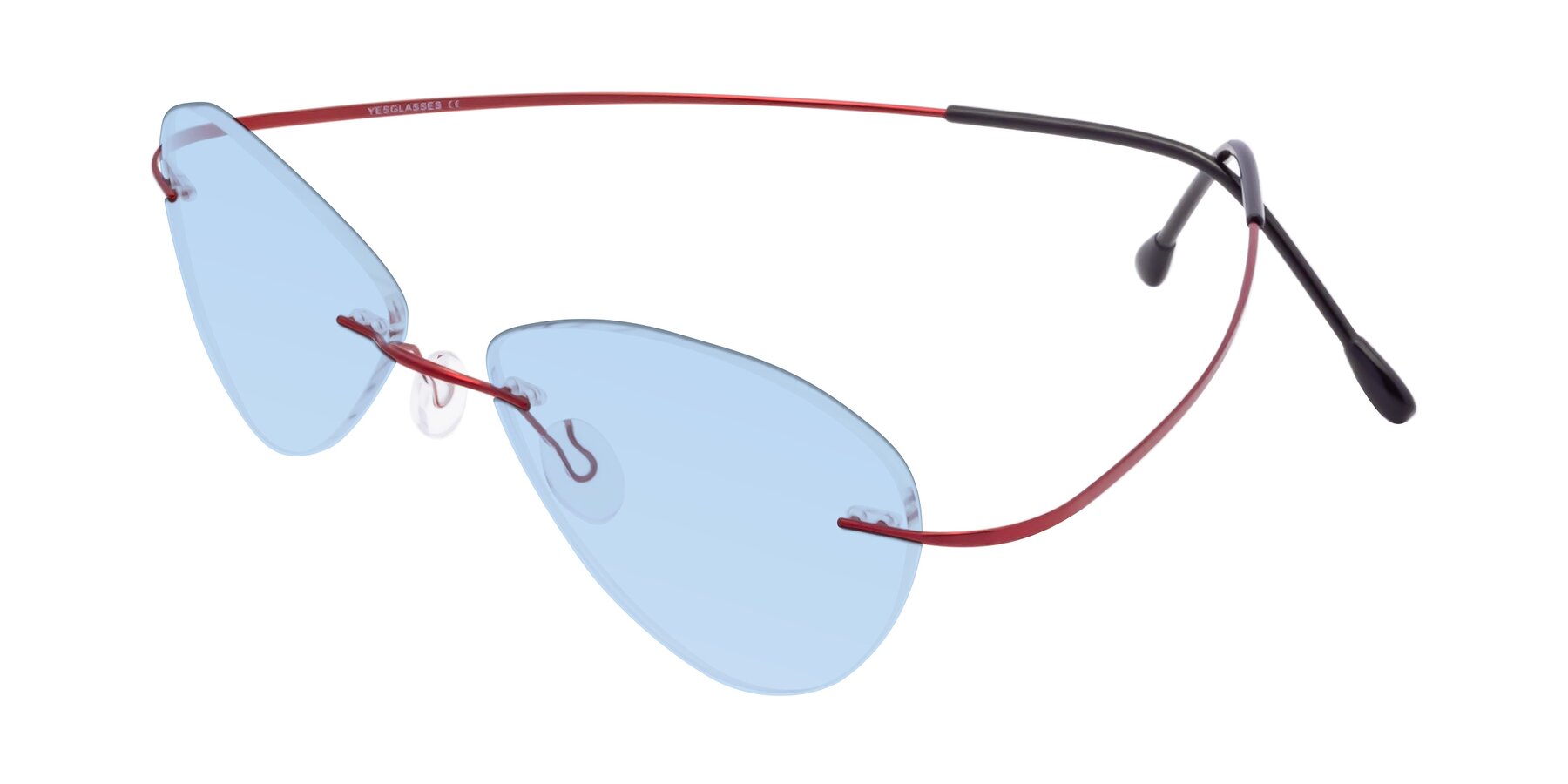 Angle of Thea in Wine with Light Blue Tinted Lenses