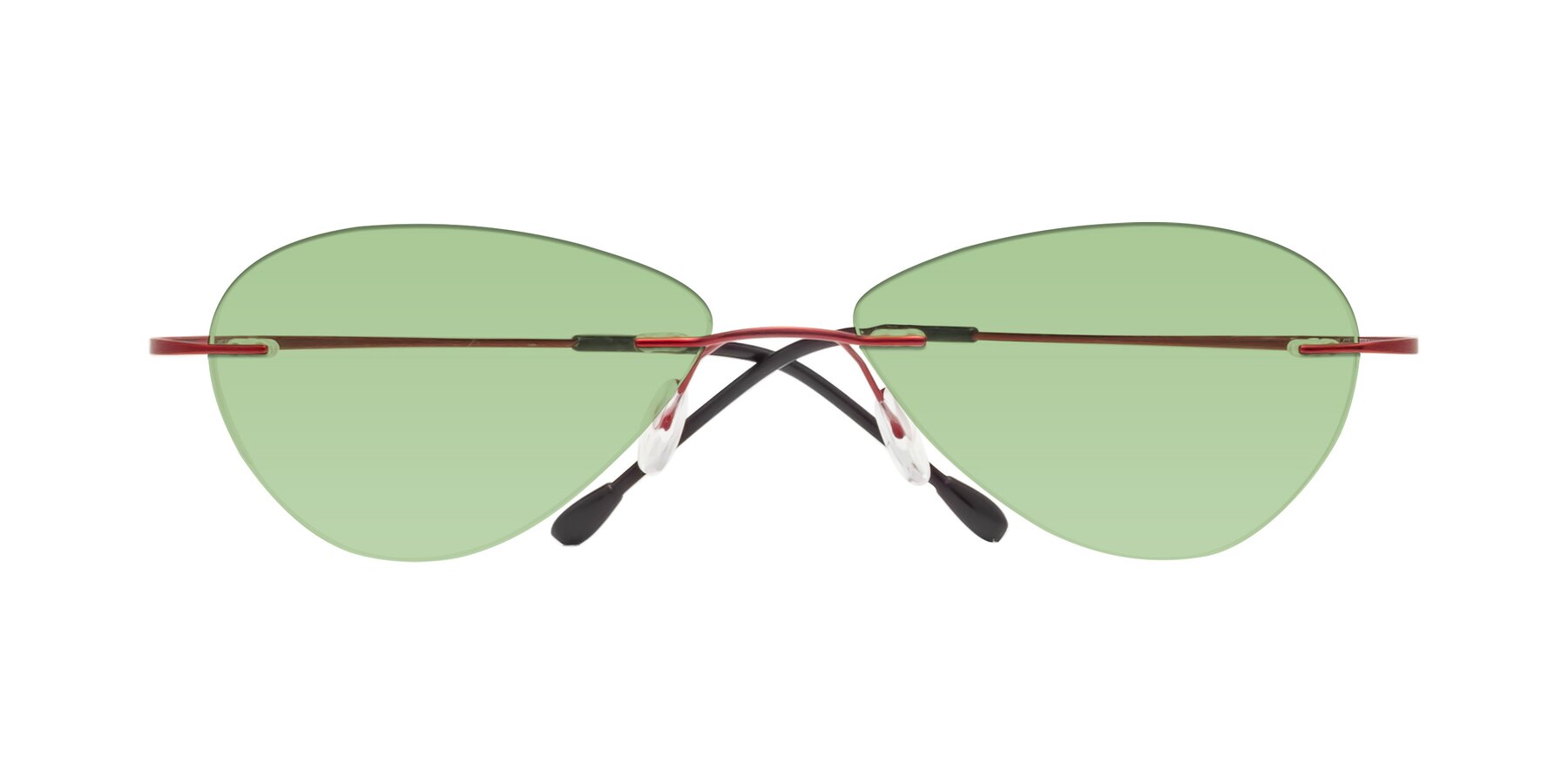 Folded Front of Thea in Wine with Medium Green Tinted Lenses