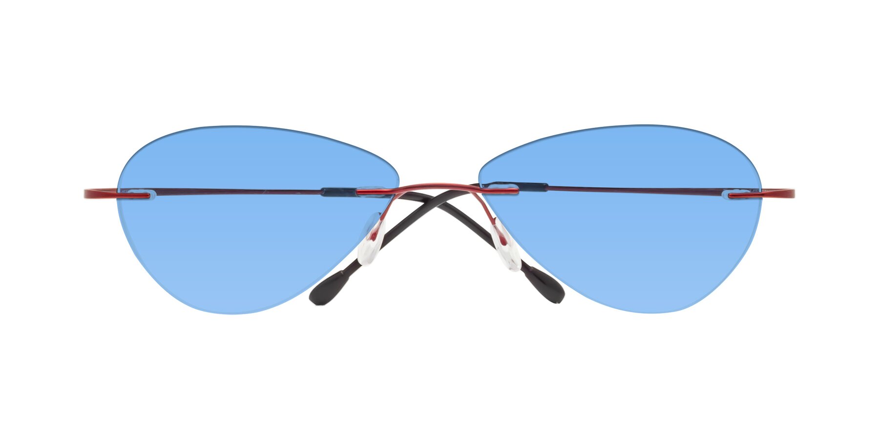 Folded Front of Thea in Wine with Medium Blue Tinted Lenses