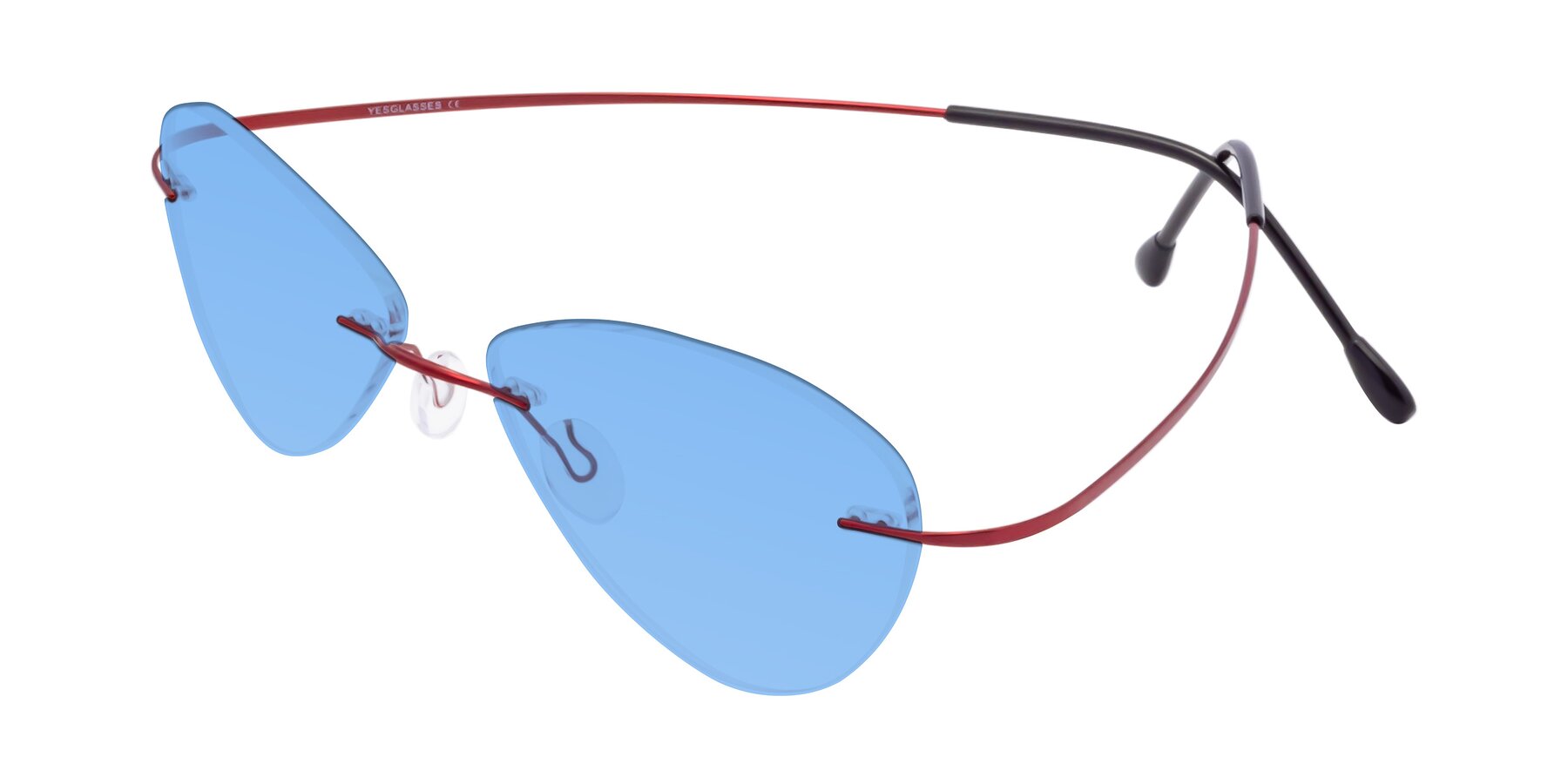 Angle of Thea in Wine with Medium Blue Tinted Lenses
