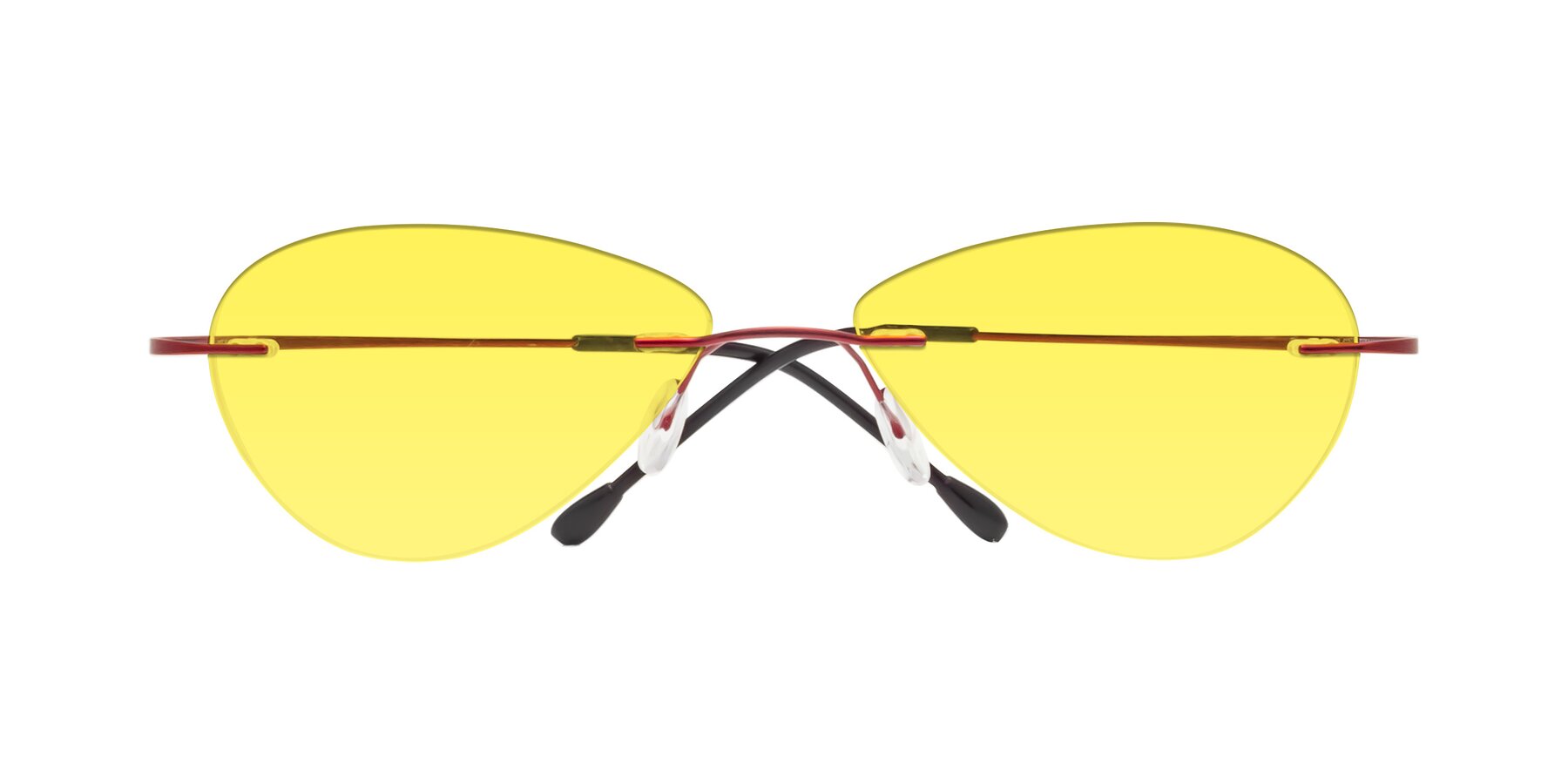 Folded Front of Thea in Wine with Medium Yellow Tinted Lenses