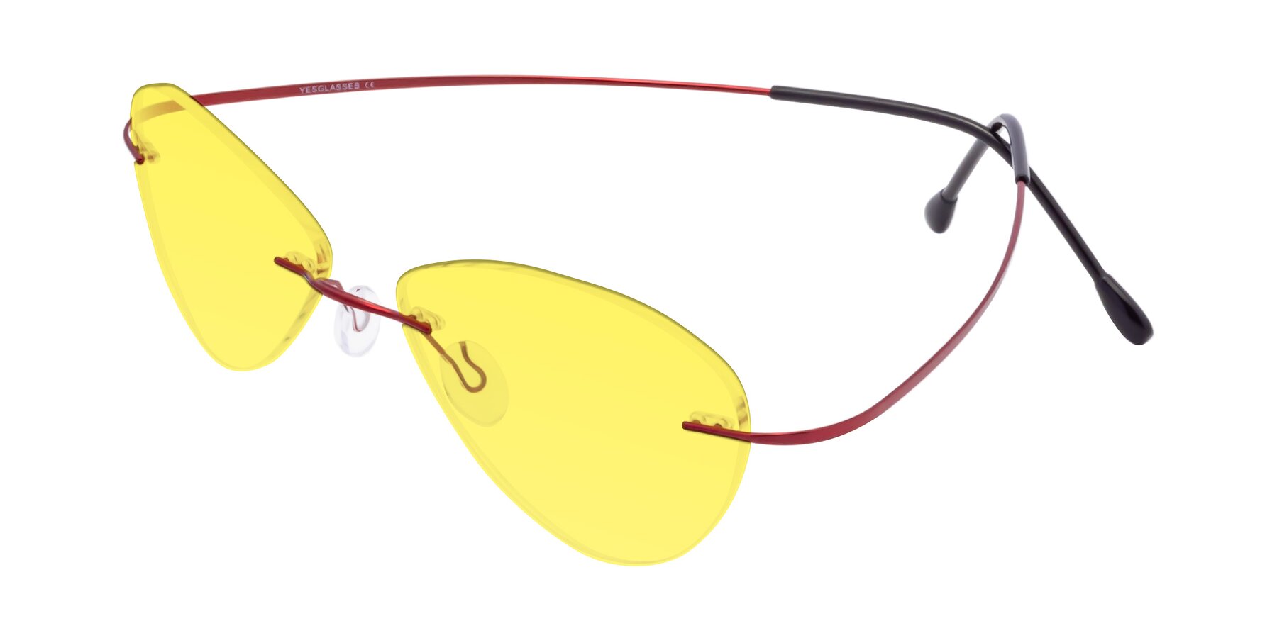 Angle of Thea in Wine with Medium Yellow Tinted Lenses