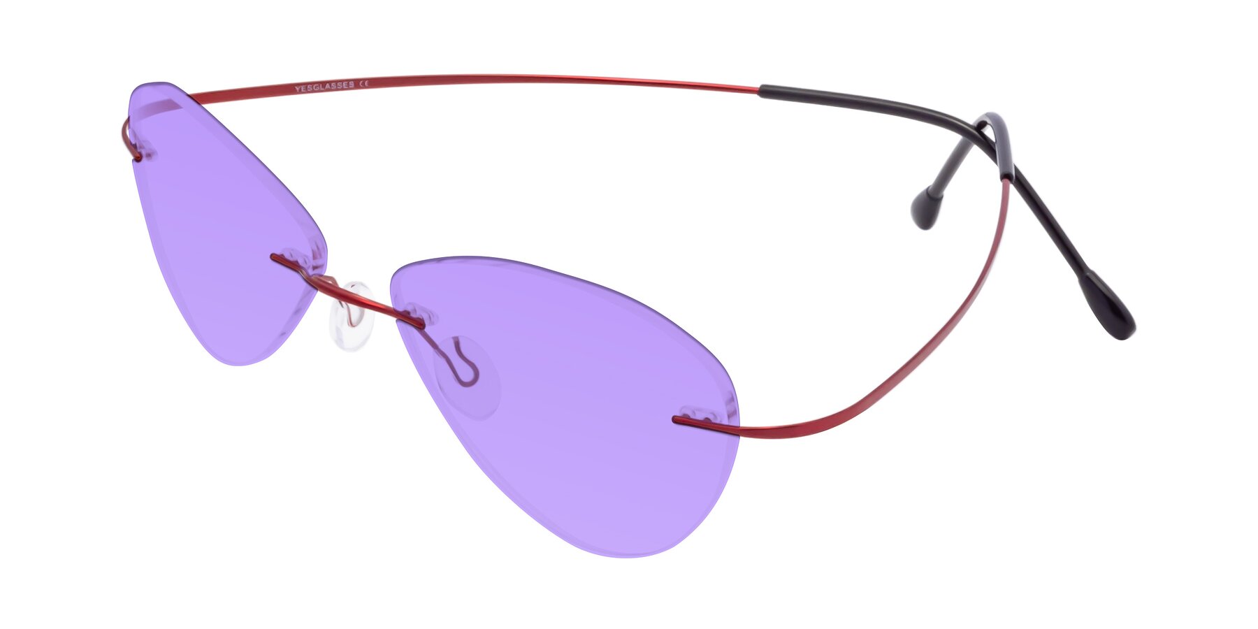 Angle of Thea in Wine with Medium Purple Tinted Lenses