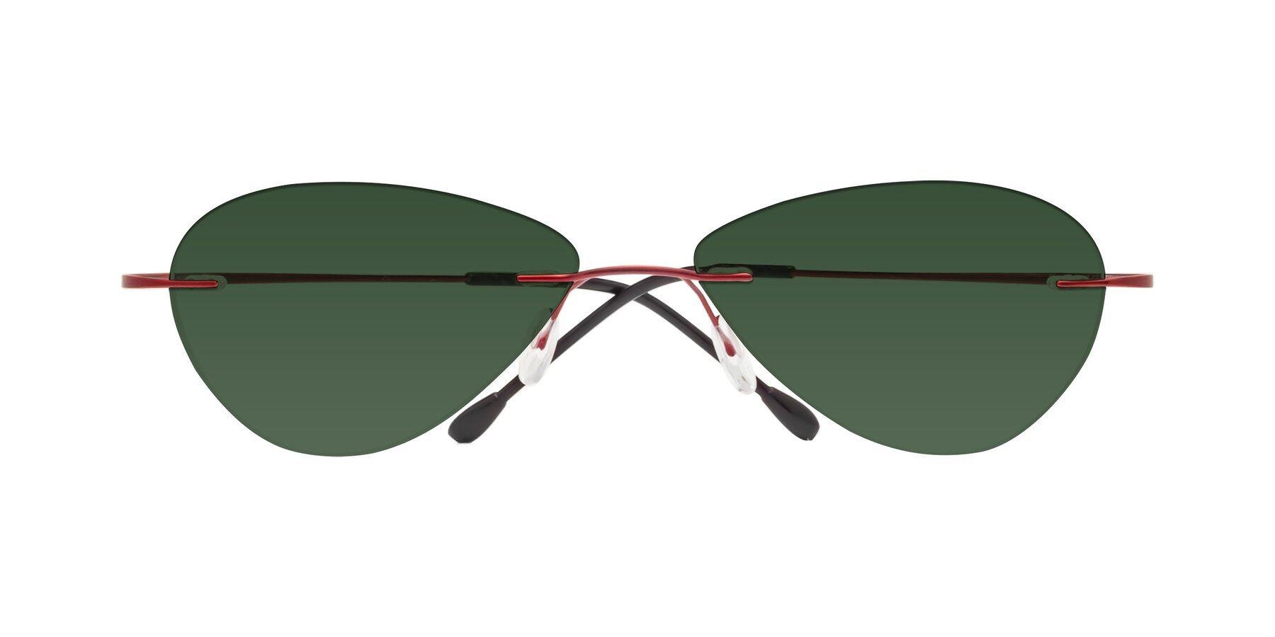 Folded Front of Thea in Wine with Green Tinted Lenses