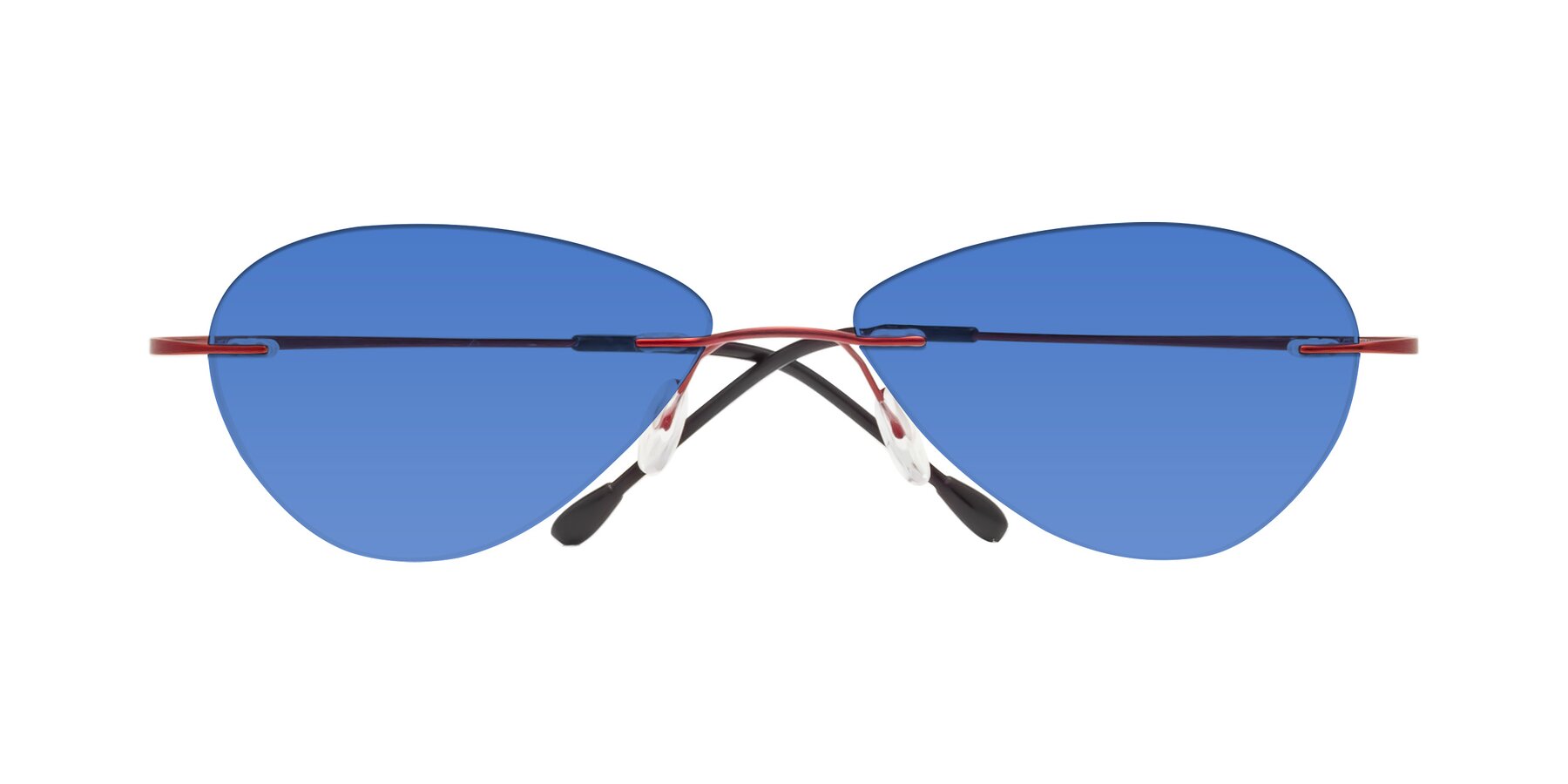 Folded Front of Thea in Wine with Blue Tinted Lenses
