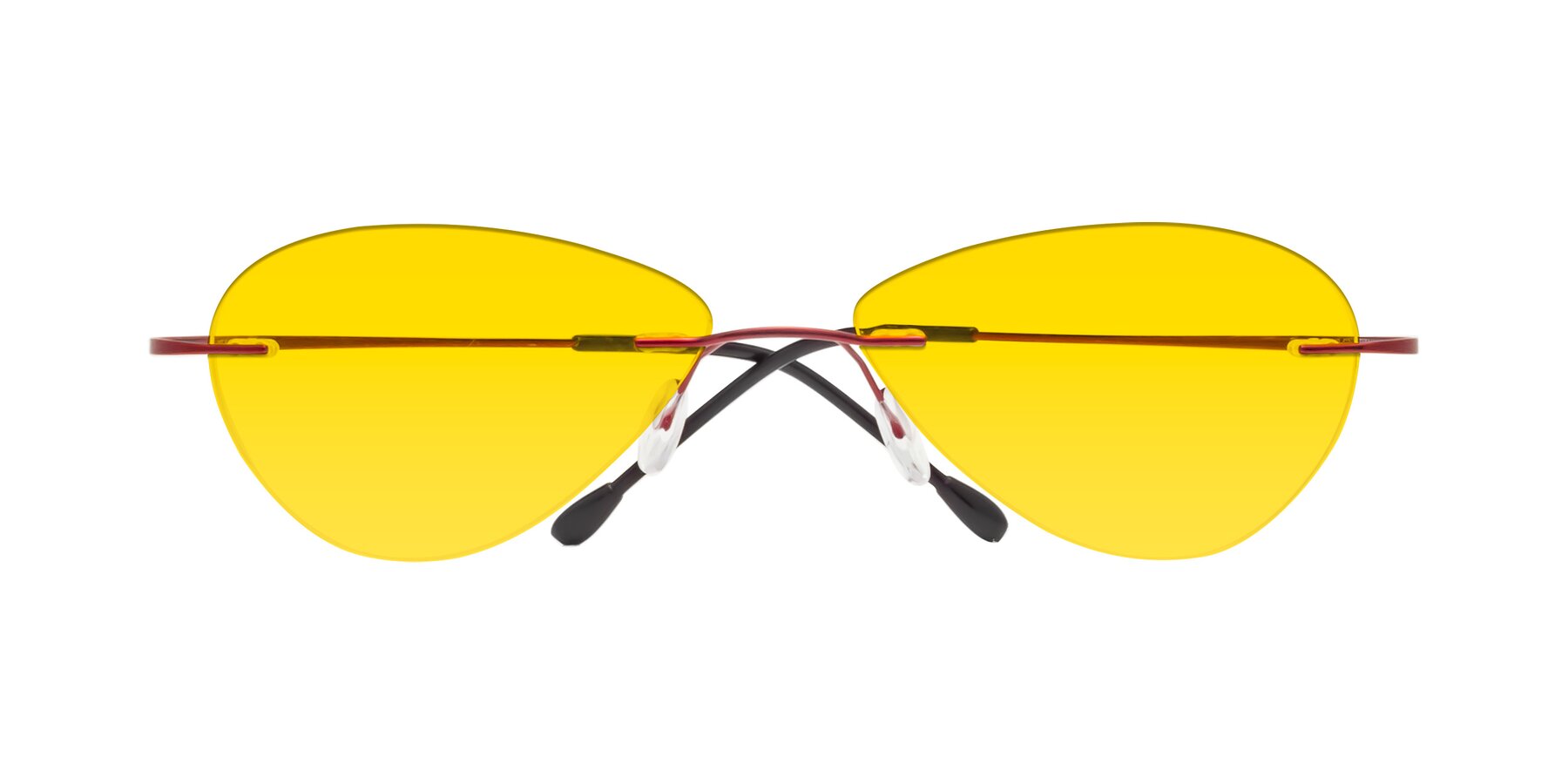 Folded Front of Thea in Wine with Yellow Tinted Lenses