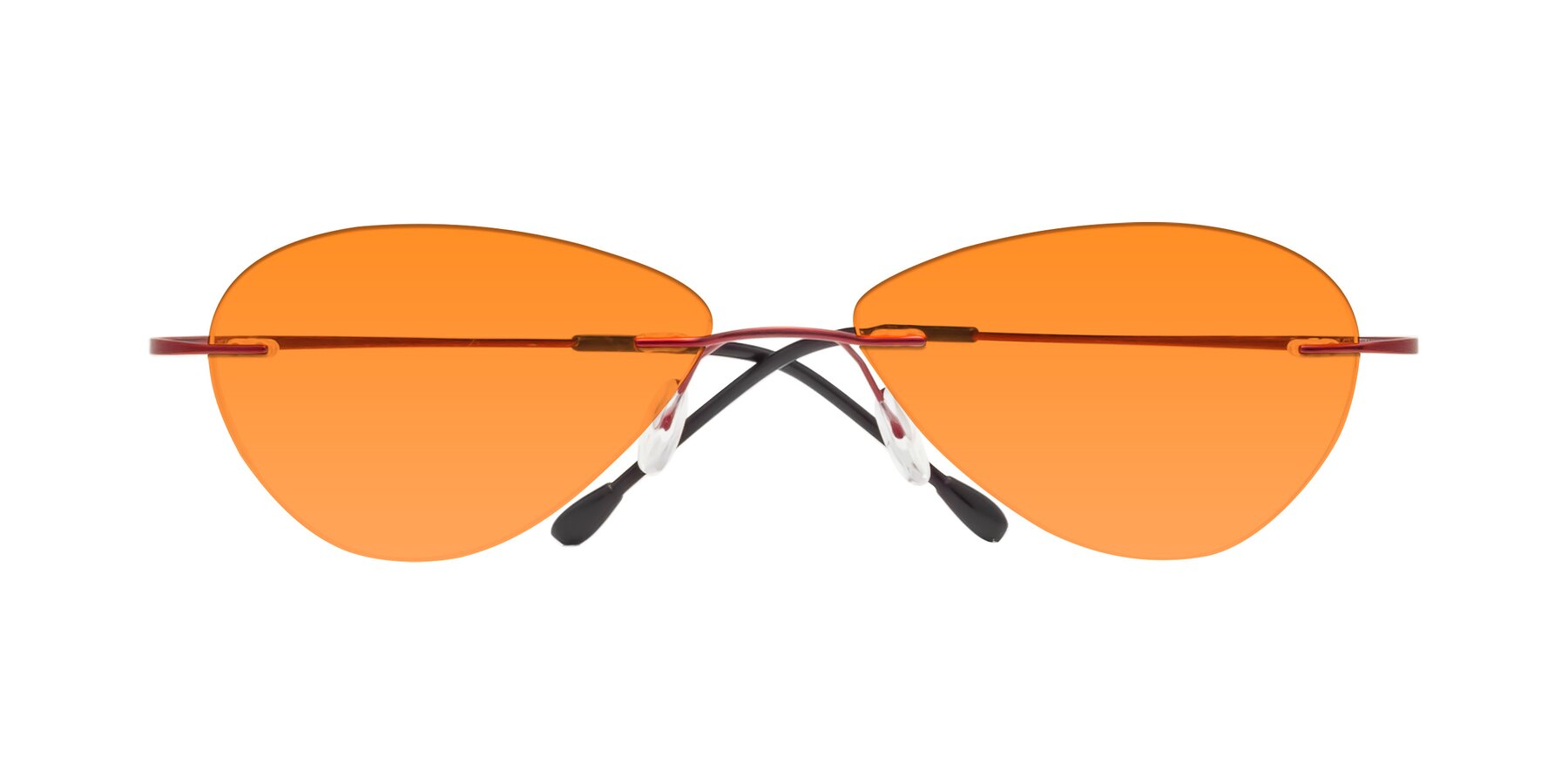 Folded Front of Thea in Wine with Orange Tinted Lenses