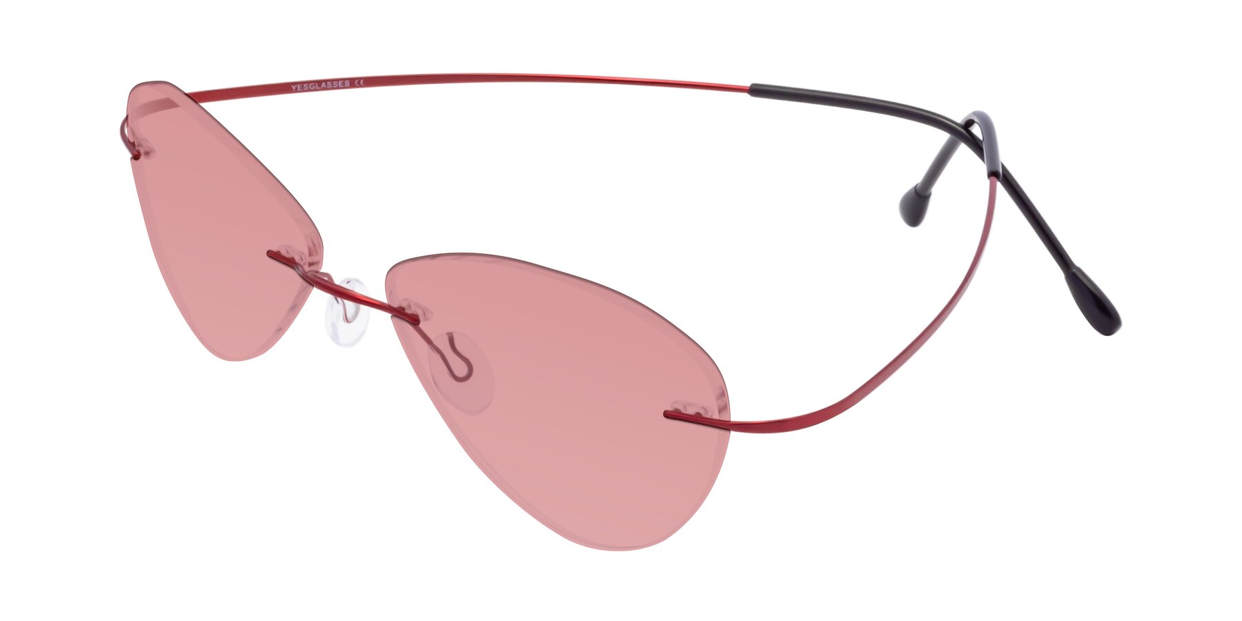 Angle of Thea in Wine with Medium Garnet Tinted Lenses