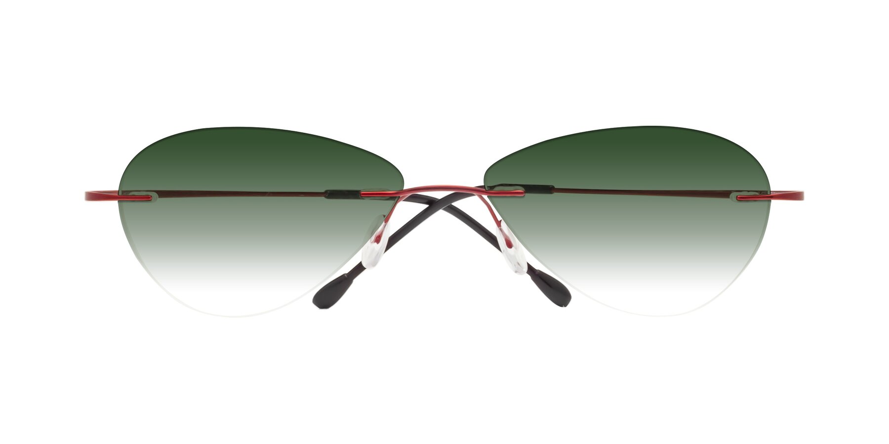 Folded Front of Thea in Wine with Green Gradient Lenses