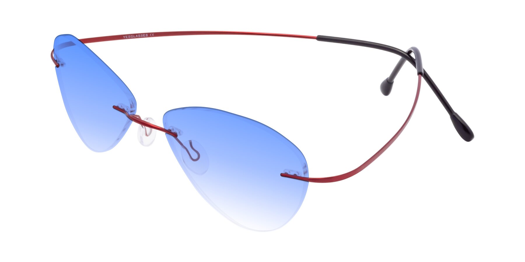 Angle of Thea in Wine with Blue Gradient Lenses