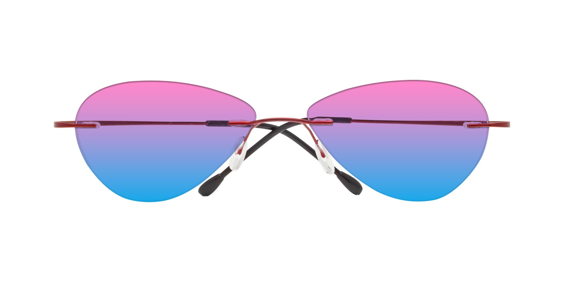 Folded Front of Thea in Wine with Pink / Blue Gradient Lenses