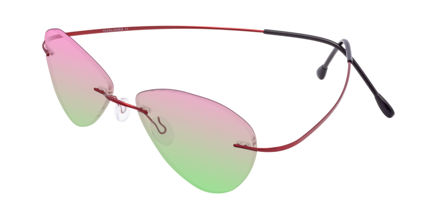 Angle of Thea in Wine with Pink / Green Gradient Lenses