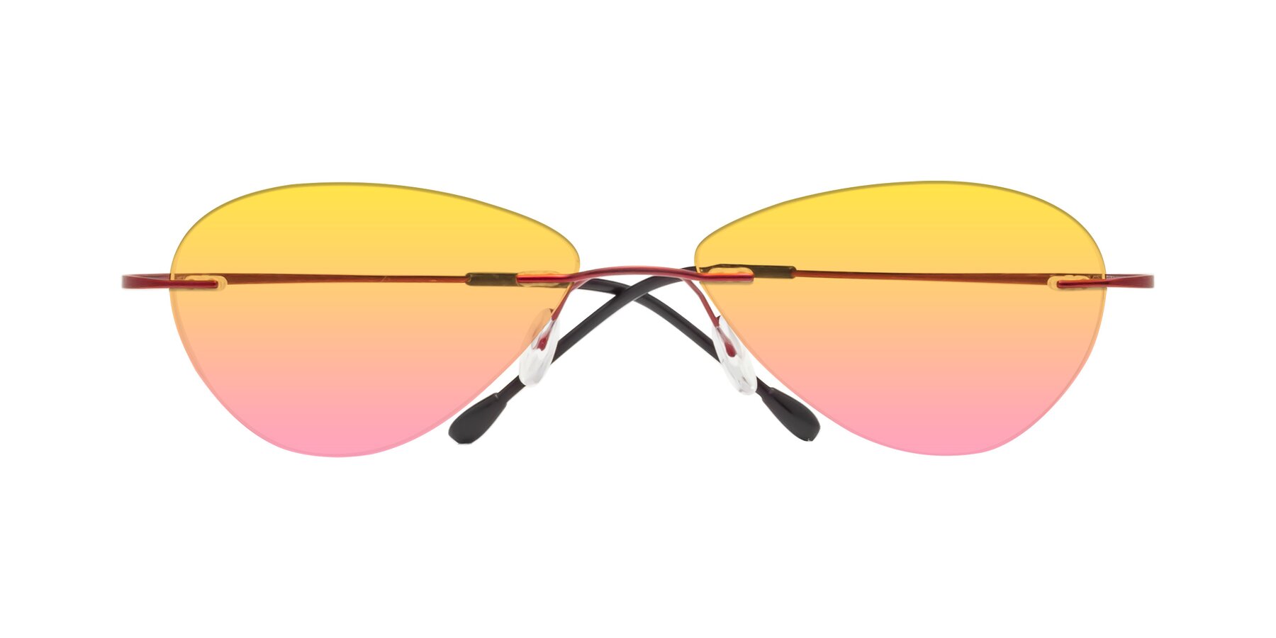 Folded Front of Thea in Wine with Yellow / Pink Gradient Lenses