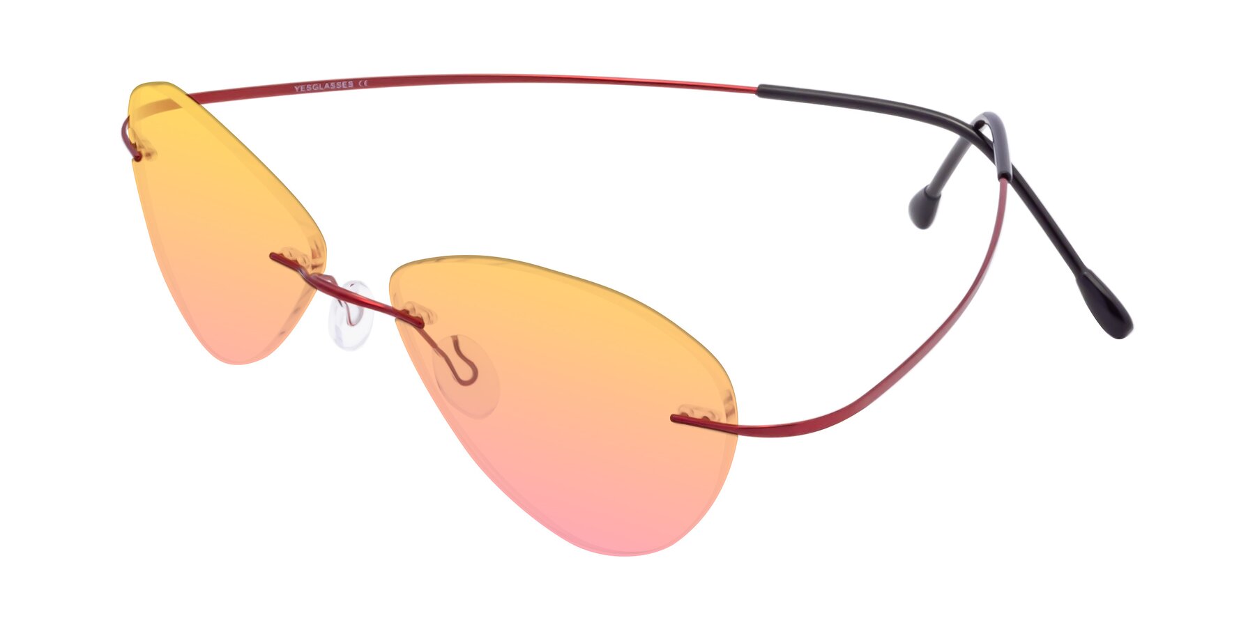 Angle of Thea in Wine with Yellow / Pink Gradient Lenses