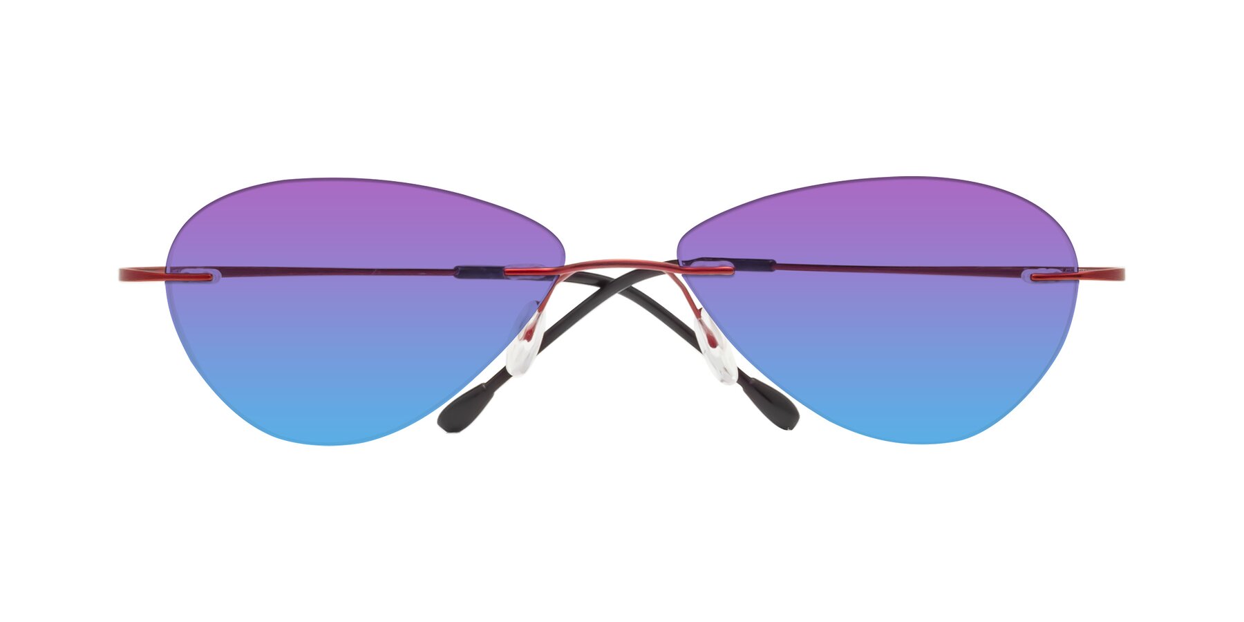 Folded Front of Thea in Wine with Purple / Blue Gradient Lenses