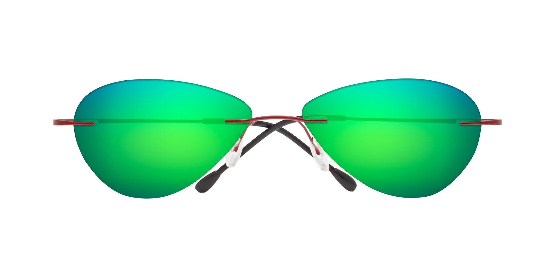 Folded Front of Thea in Wine with Green Mirrored Lenses