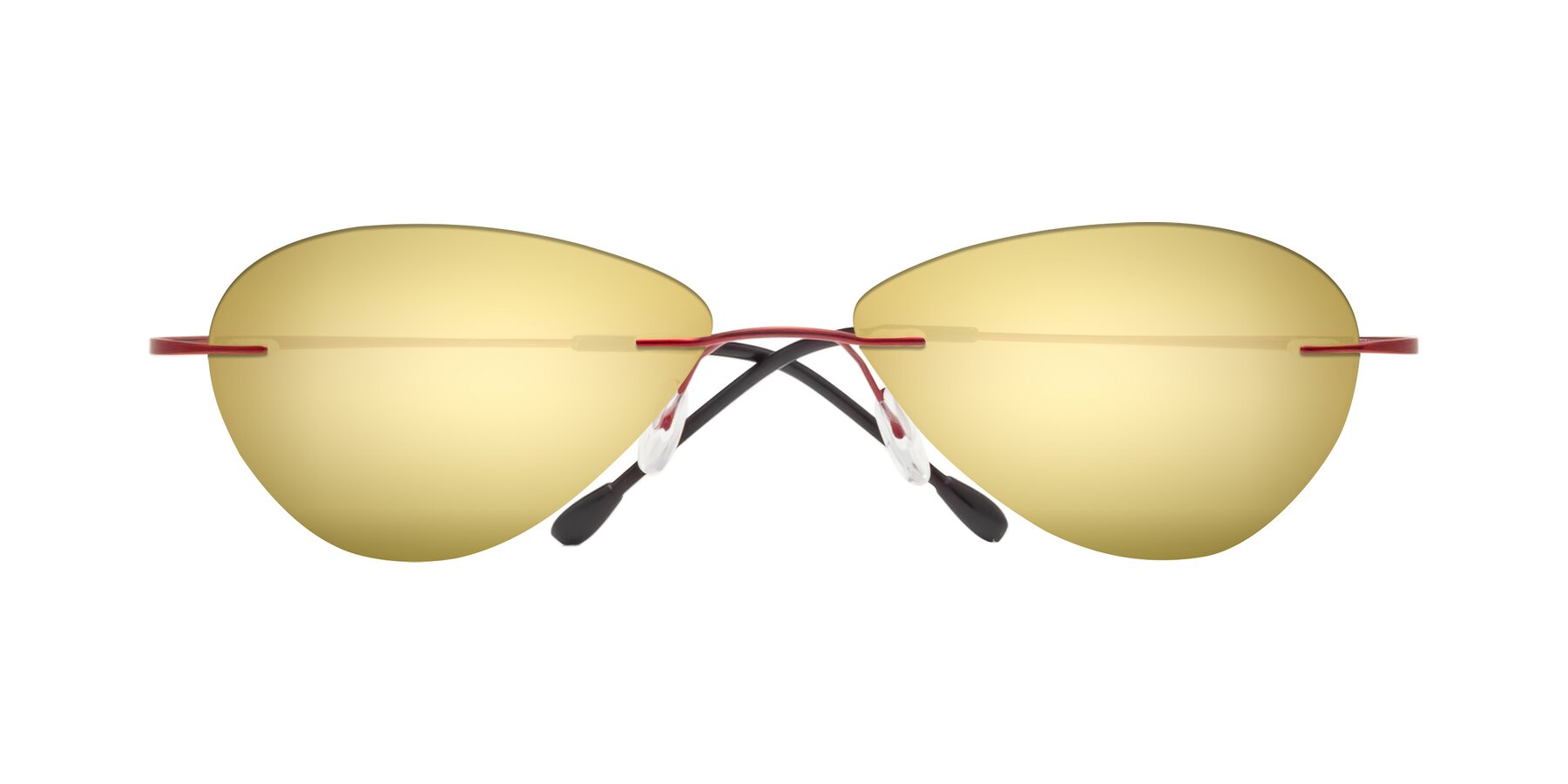 Folded Front of Thea in Wine with Gold Mirrored Lenses