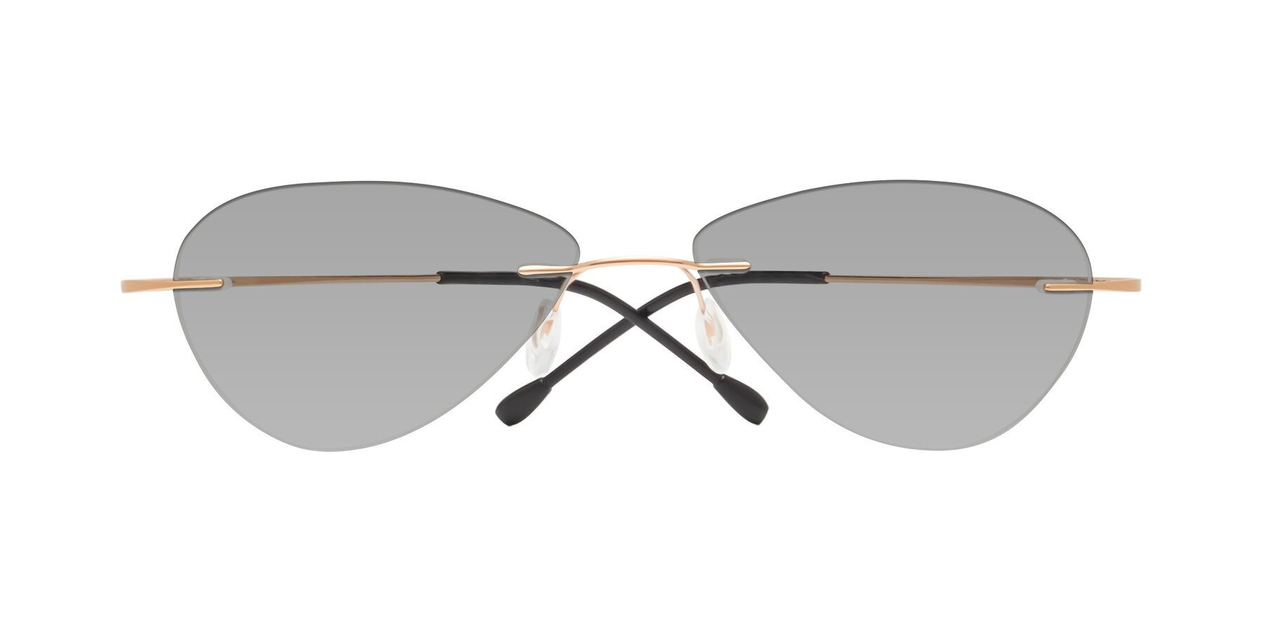 Folded Front of Thea in Rose Gold with Light Gray Tinted Lenses