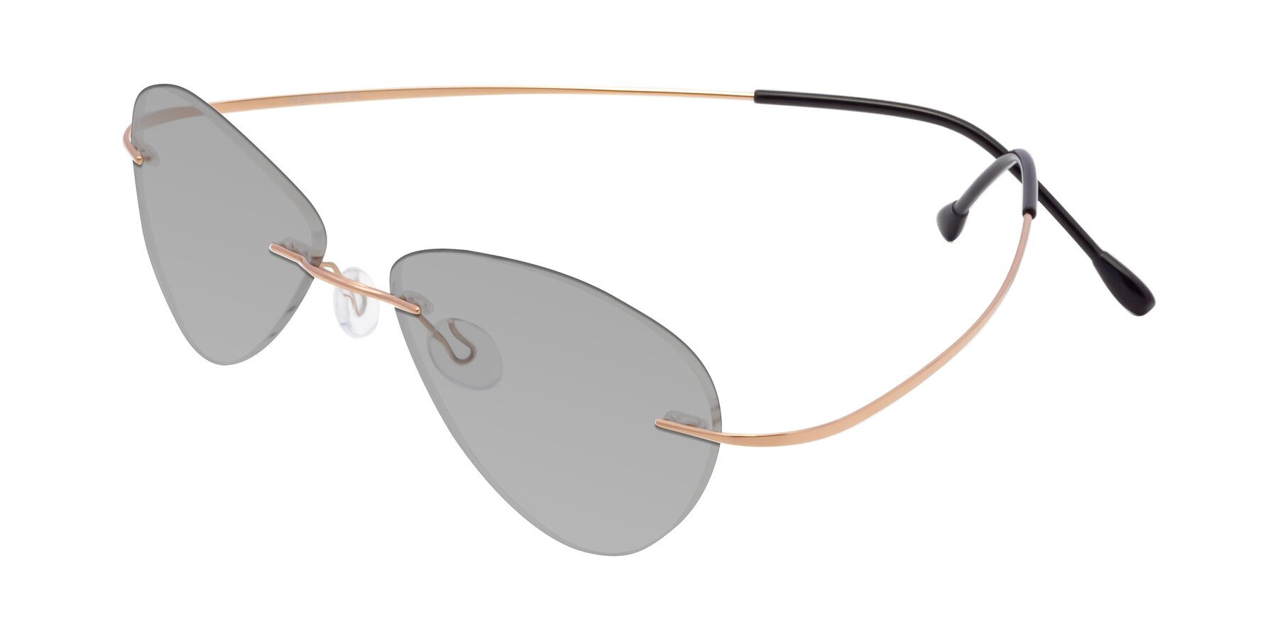 Angle of Thea in Rose Gold with Light Gray Tinted Lenses