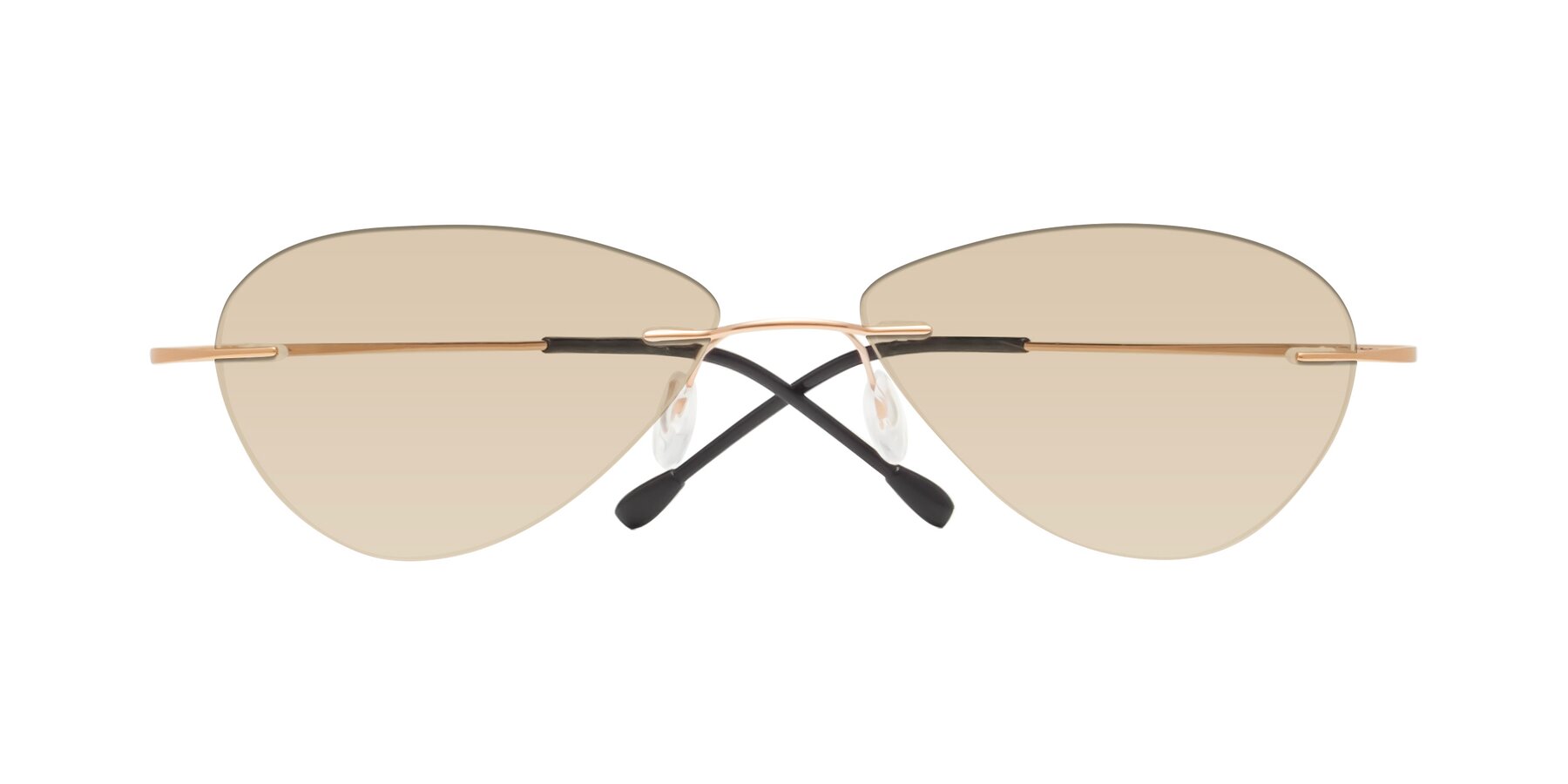 Folded Front of Thea in Rose Gold with Light Brown Tinted Lenses